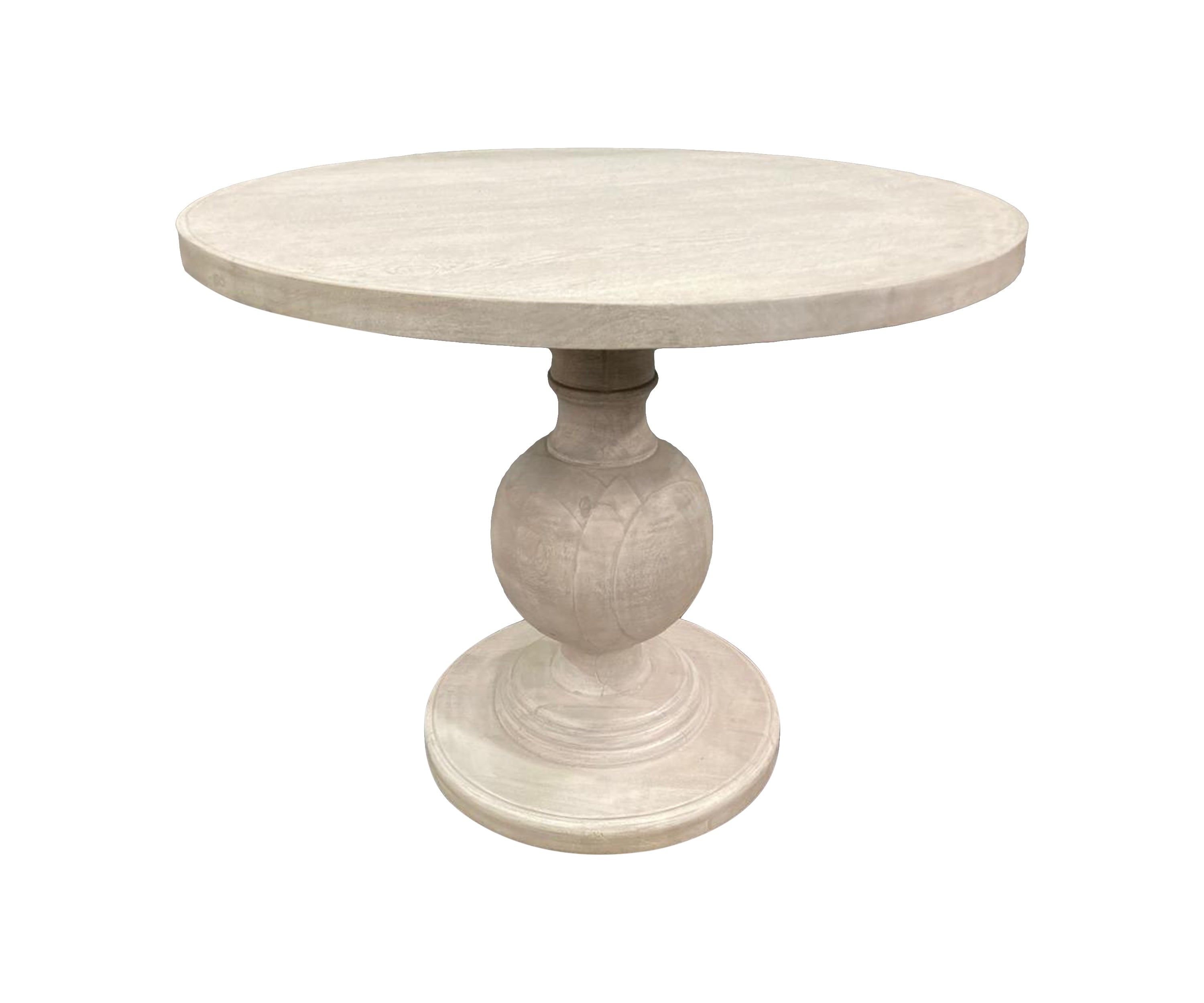 Whitewash Round 4 Seater Dining Table with Urn-Shaped Pedestal Base
