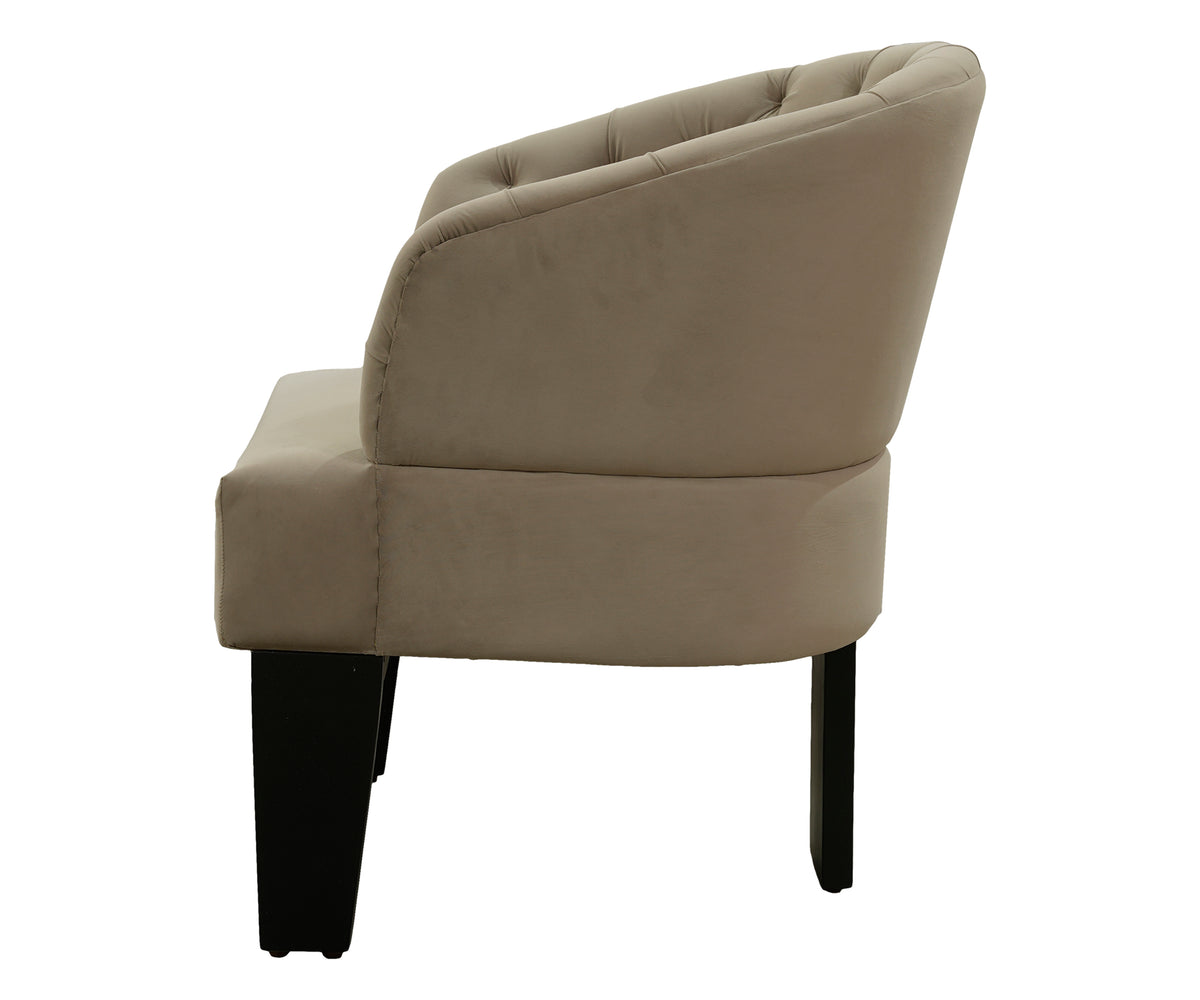 Taupe Tufted Armchair with Blocked Dark Legs