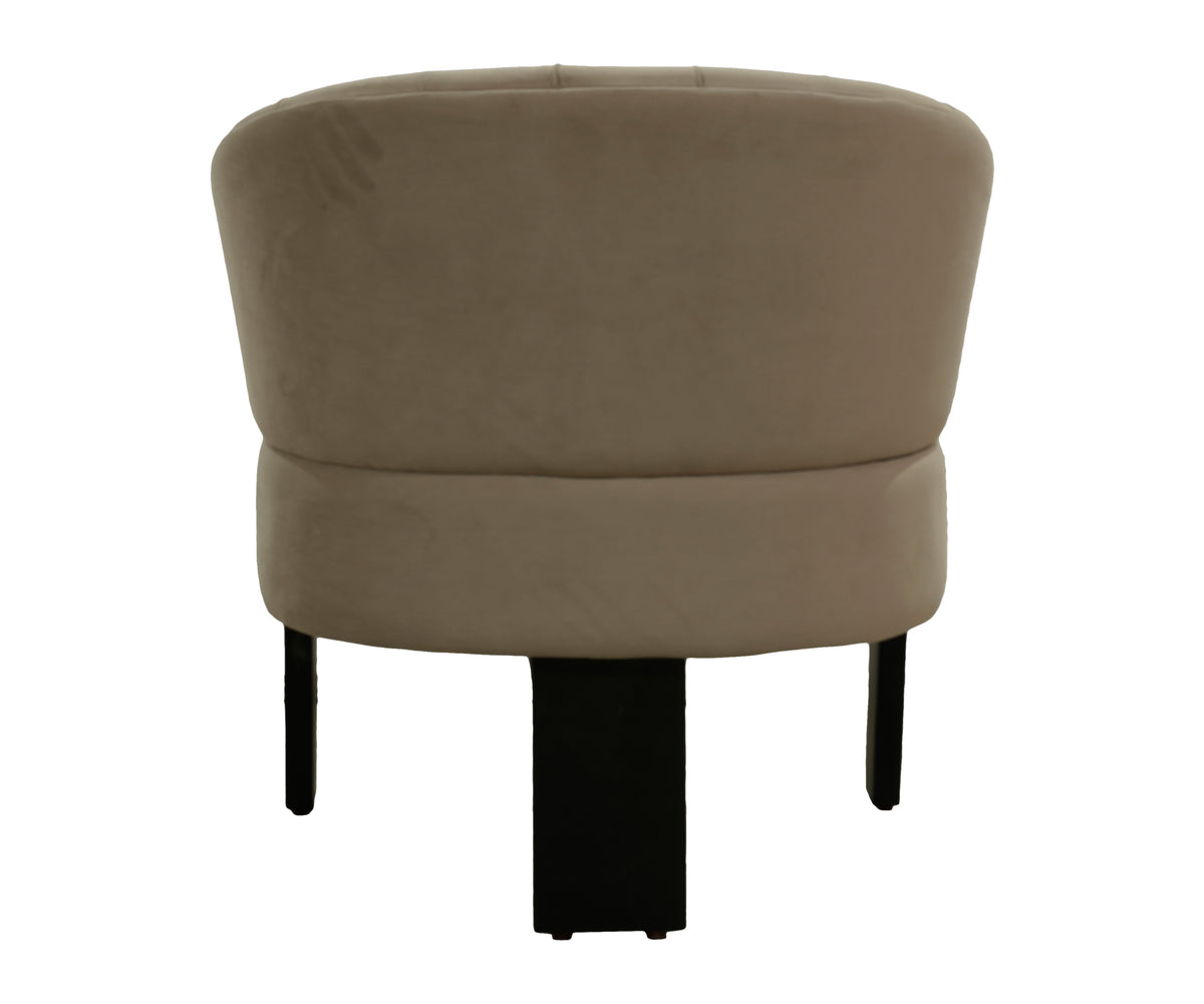 Taupe Tufted Armchair with Blocked Dark Legs