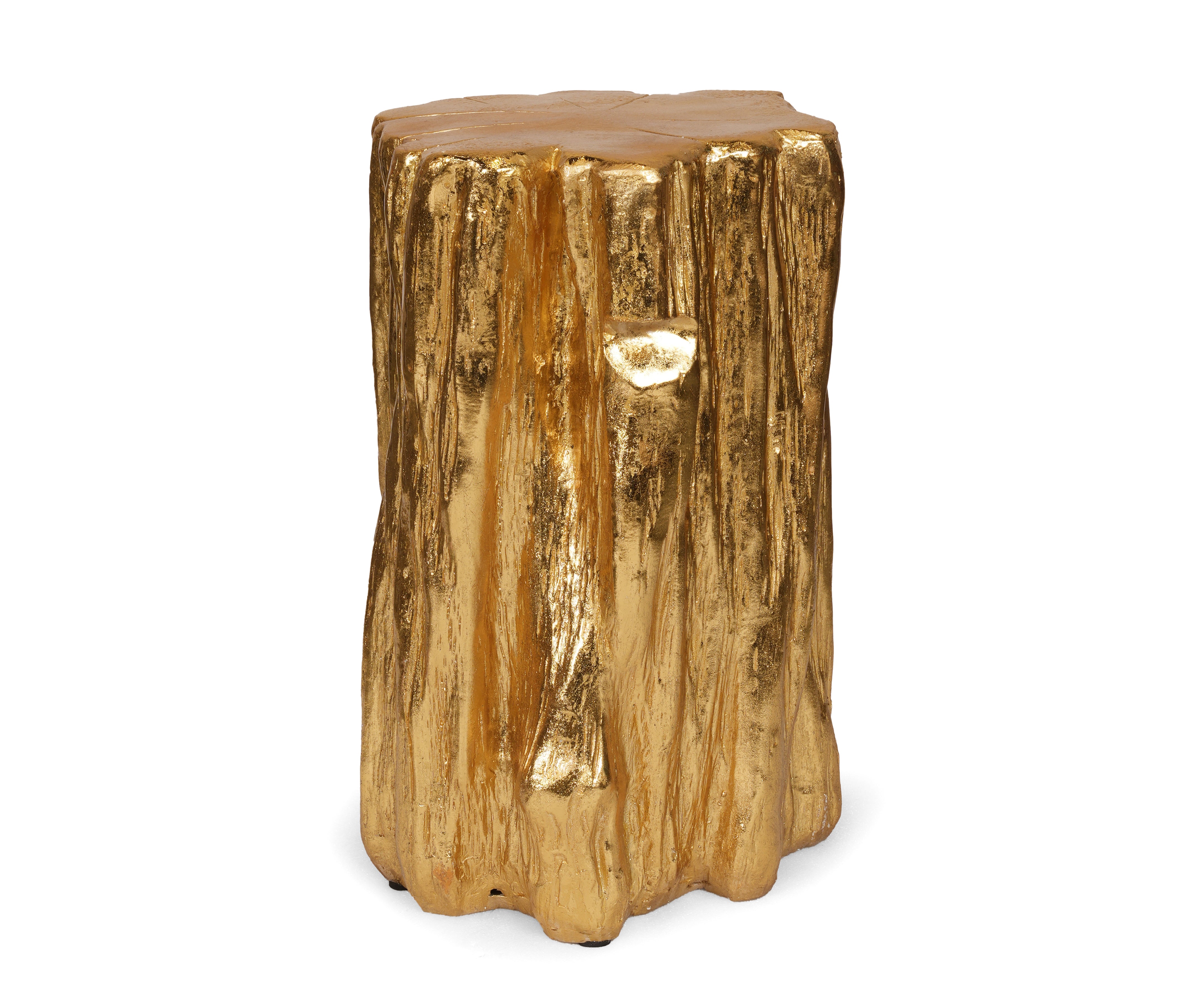 Gold Tree Trunk Accent Stool Side Table