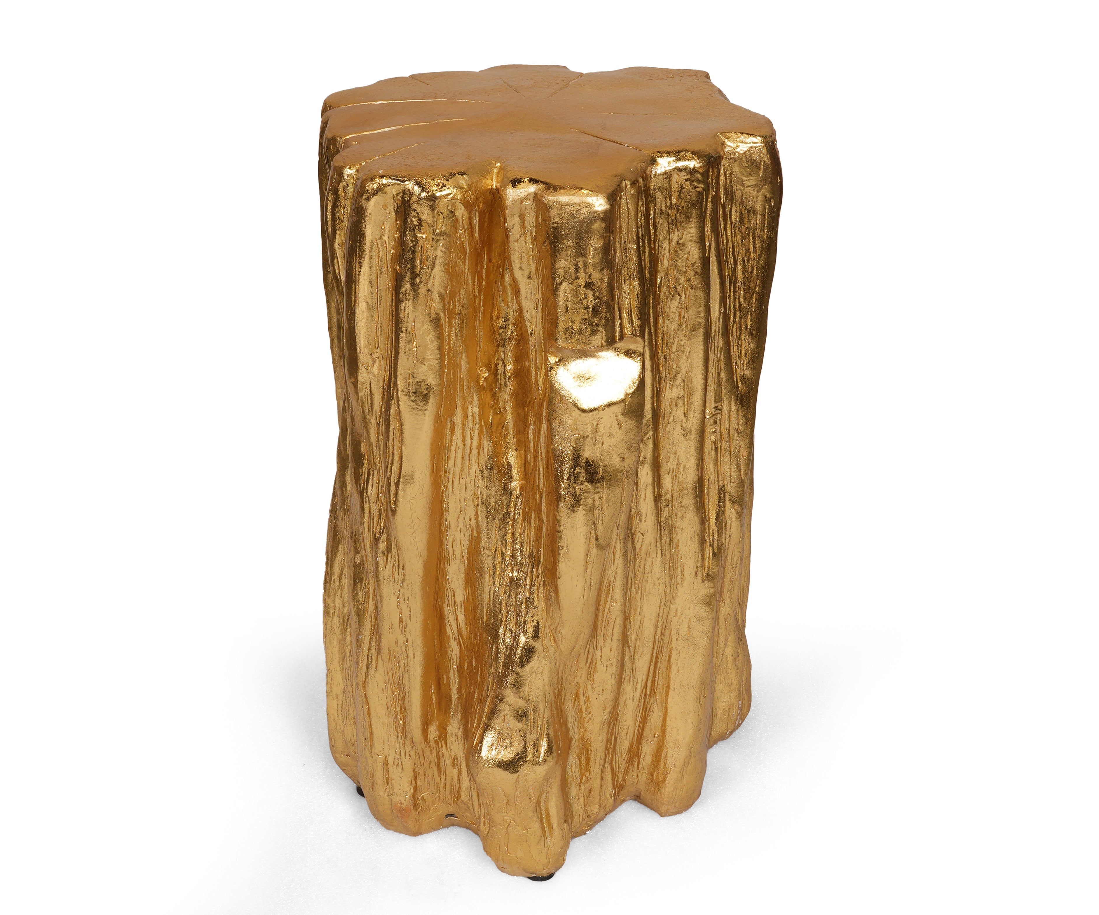 Gold Tree Trunk Accent Stool Side Table