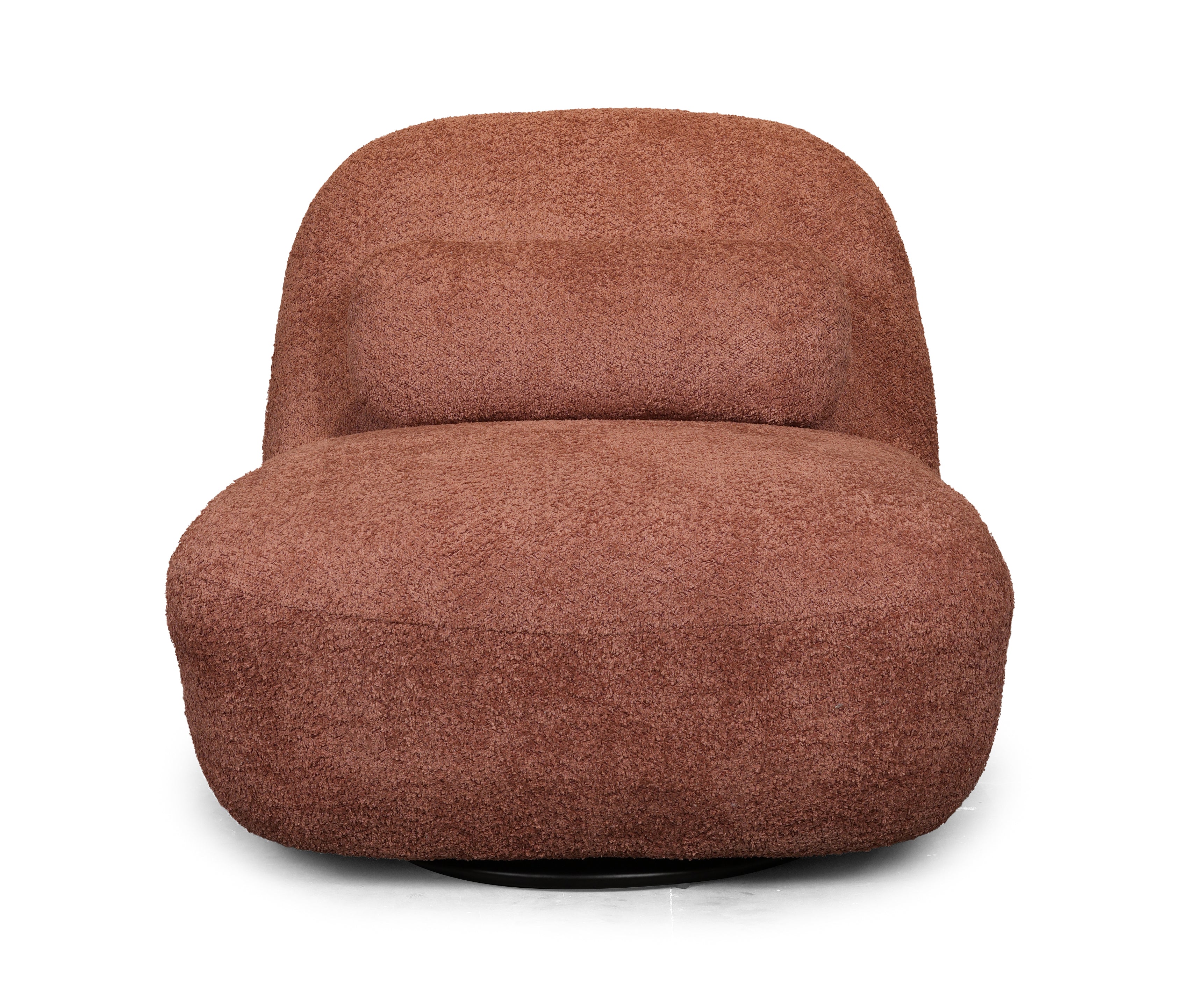 Rust Bouclé Swivel Lounge Chair