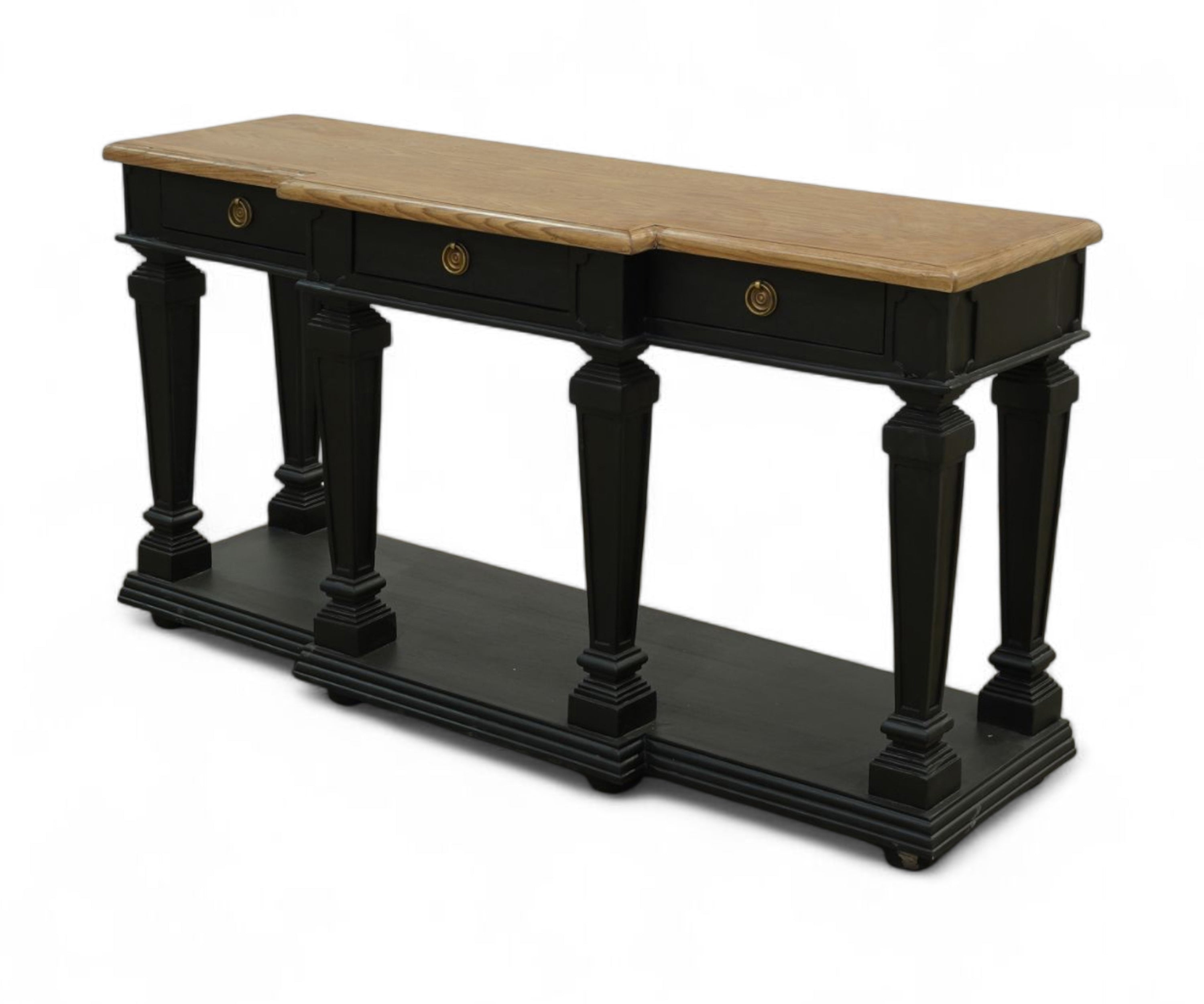 French Style Two-Tone Solid Wood Console Table with 3 Drawers and Shelf