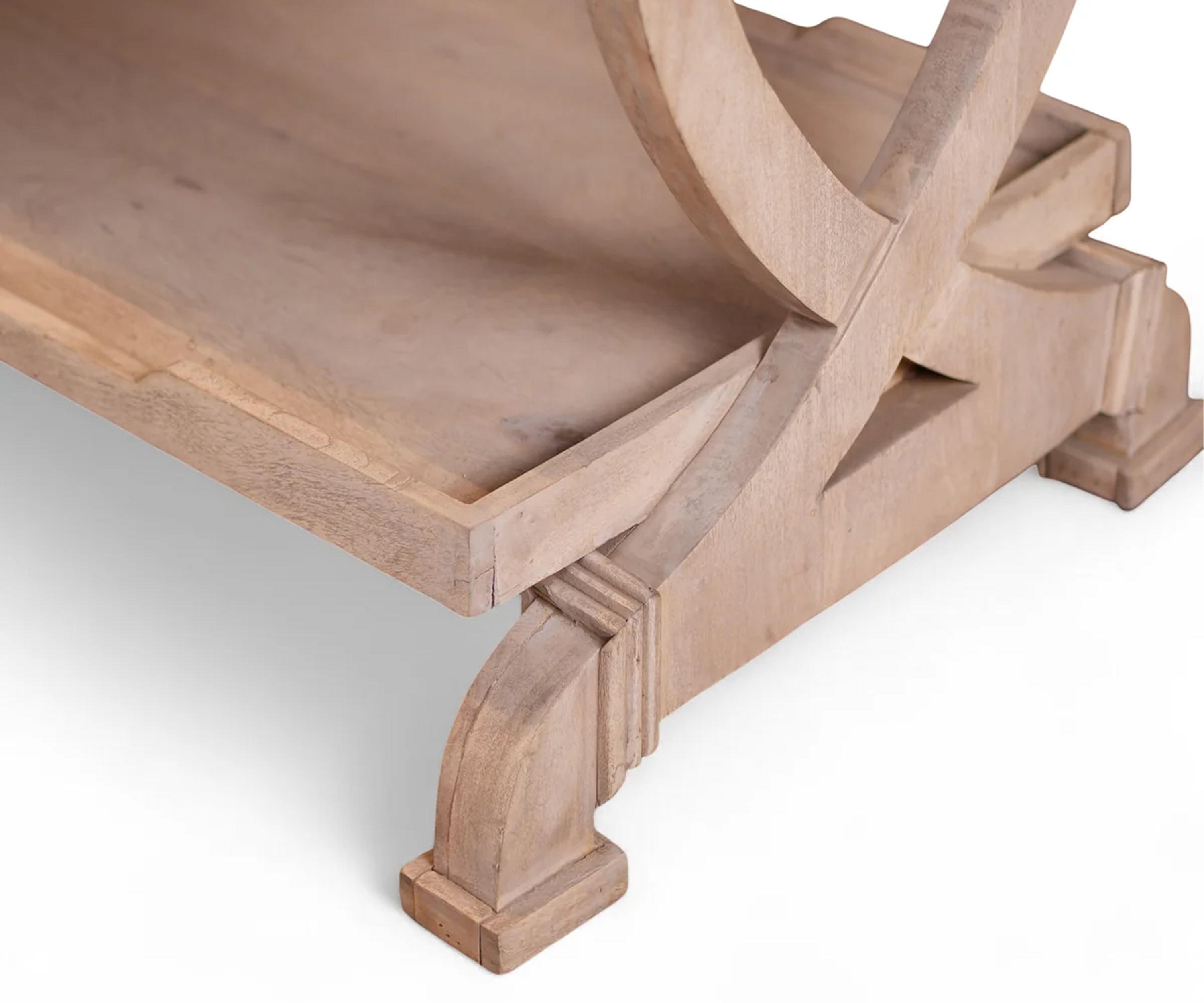 Solid Wood 3 Tier Display Console Table with Circular Side Supports
