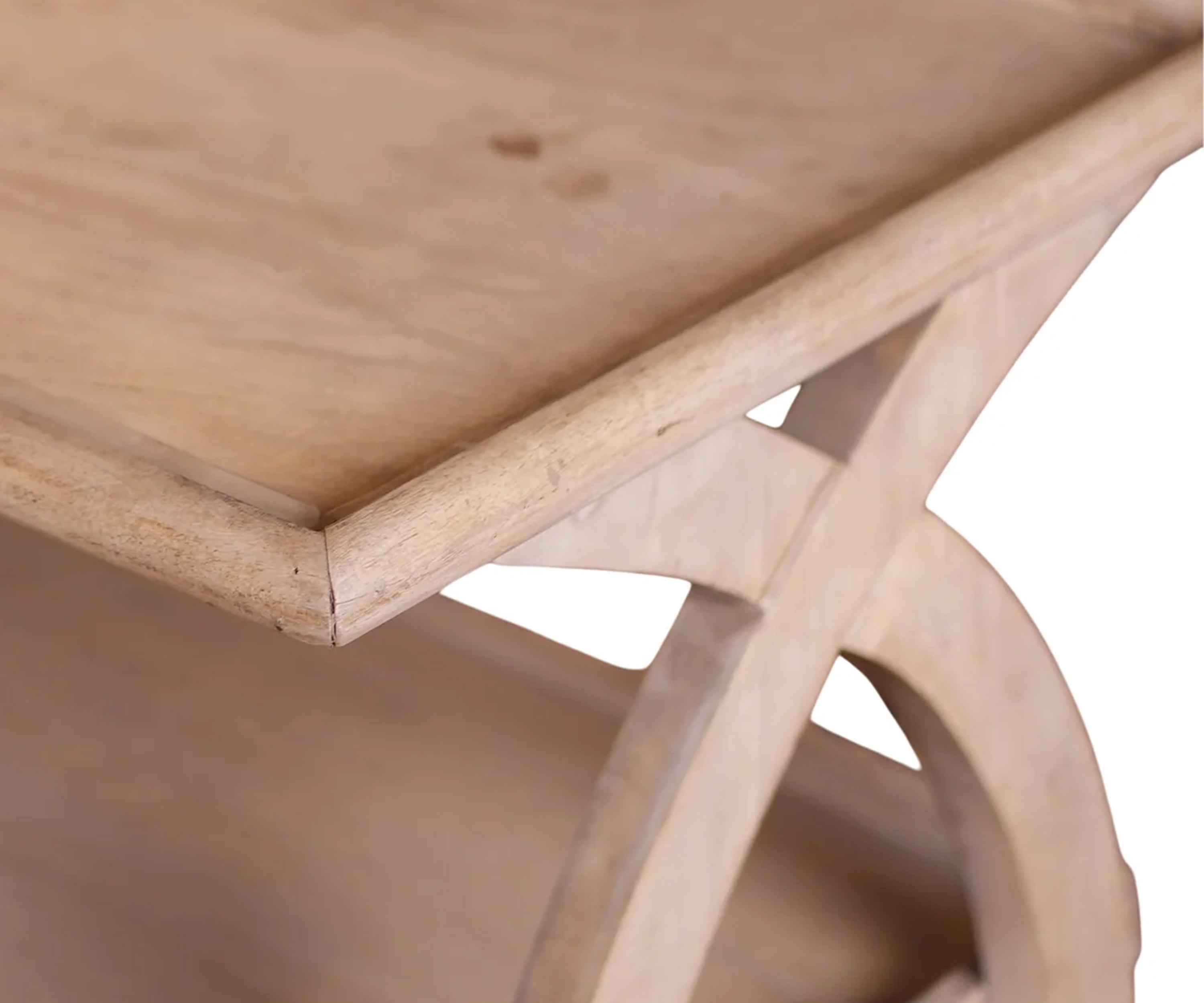 Solid Wood 3 Tier Display Console Table with Circular Side Supports