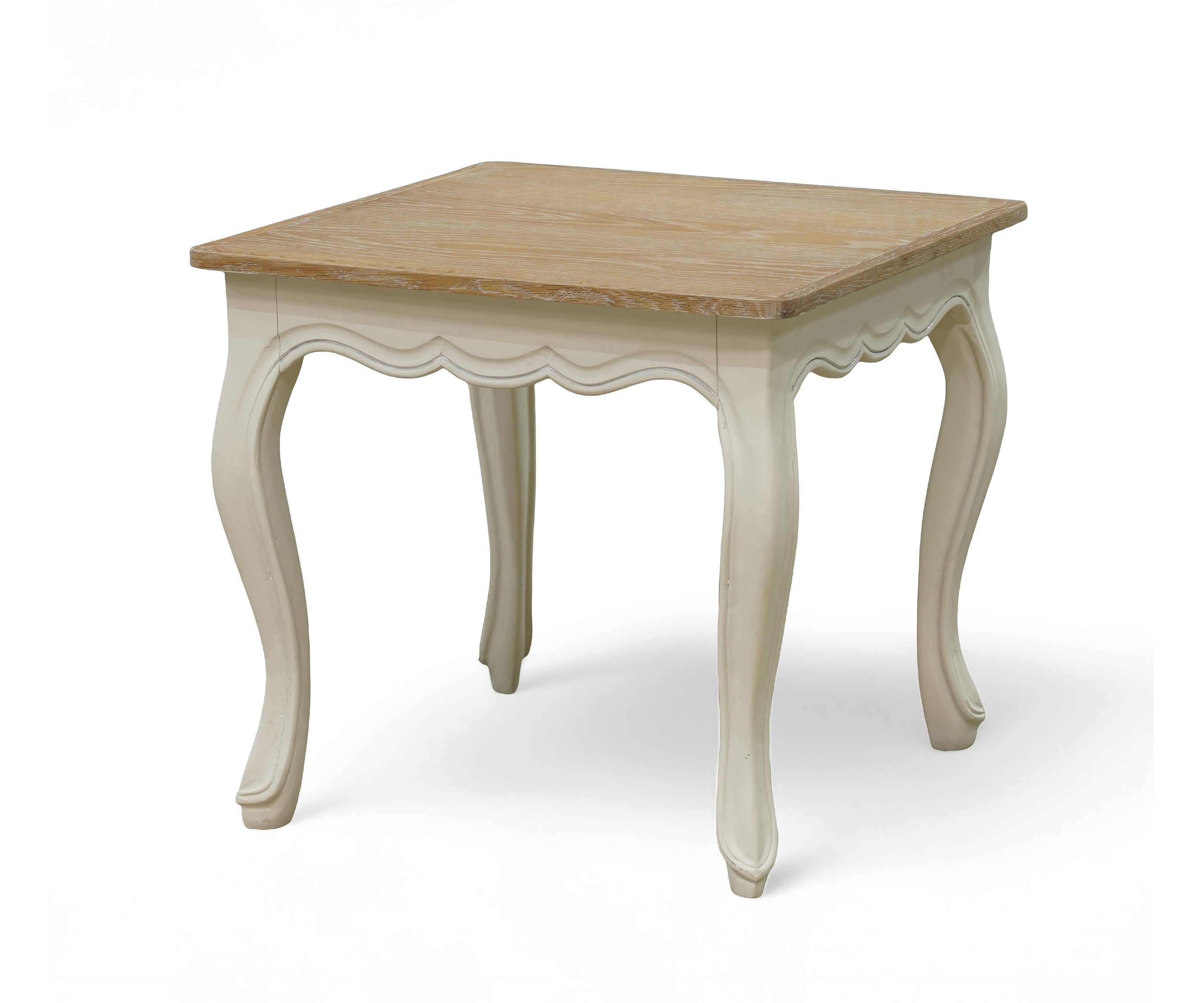 French Country Wooden Side Table with Cabriole Legs