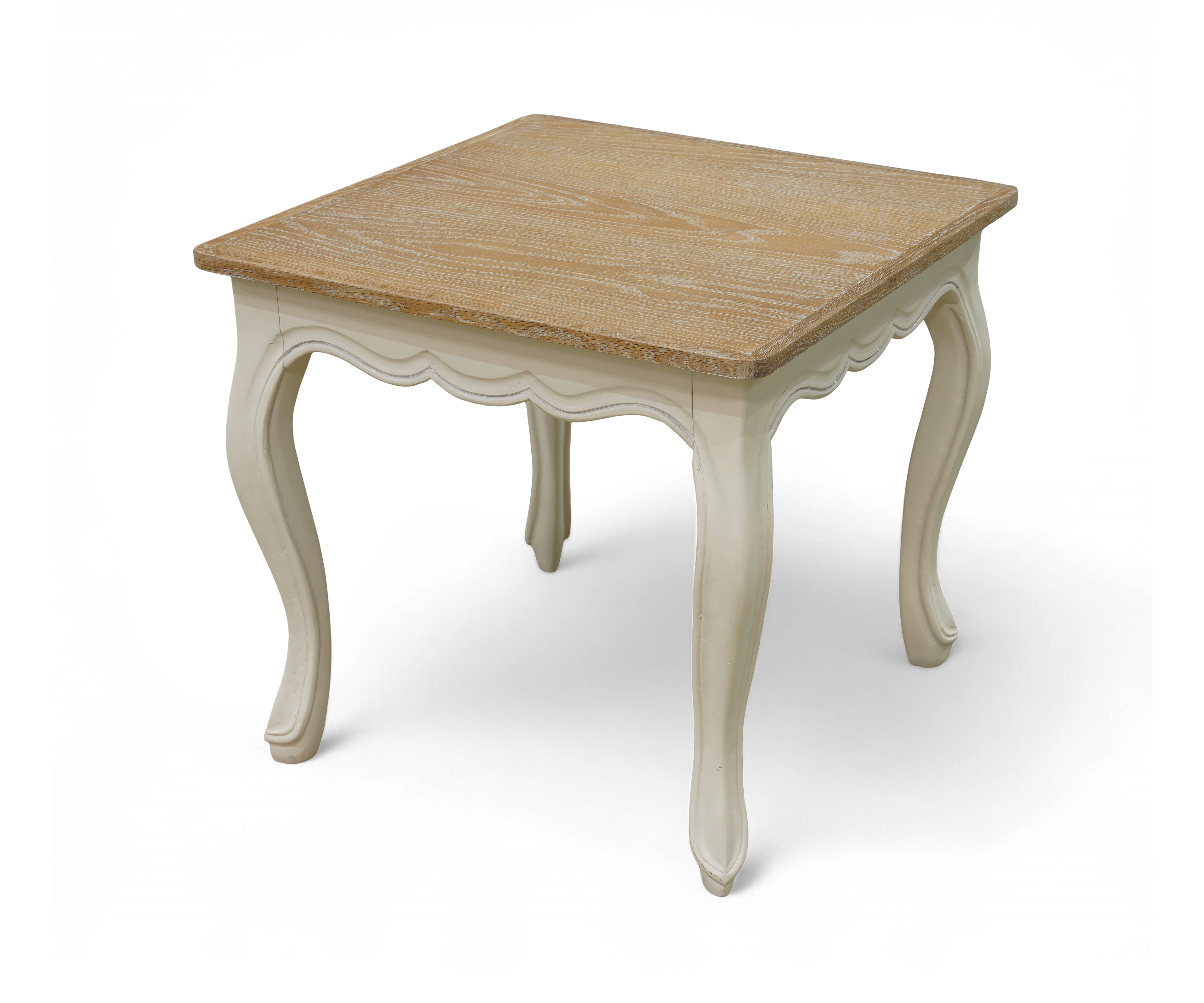 French Country Wooden Side Table with Cabriole Legs