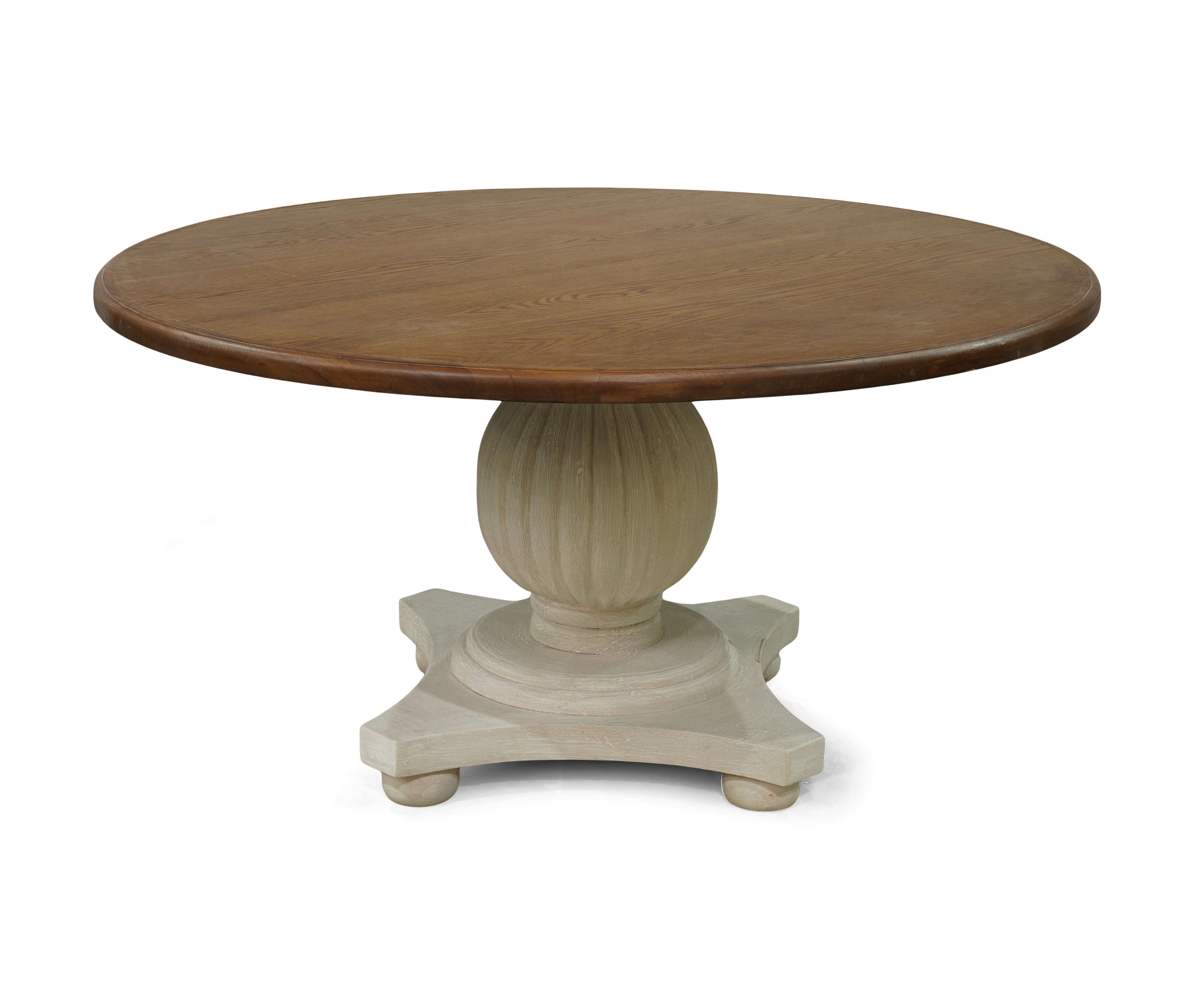 Round 4 Seater Dining Table with Carved Pedestal Base