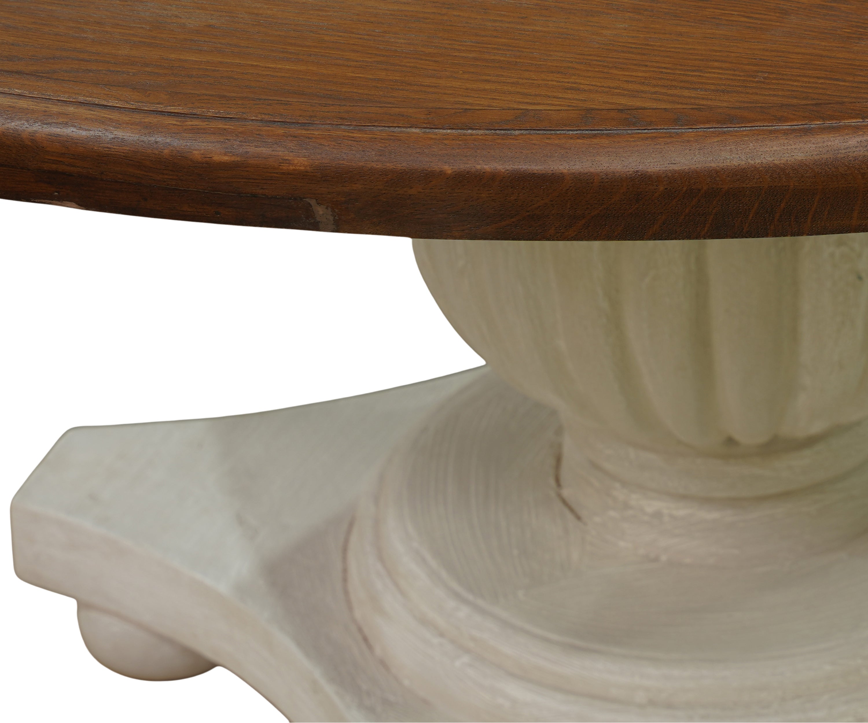 Round 4 Seater Dining Table with Carved Pedestal Base