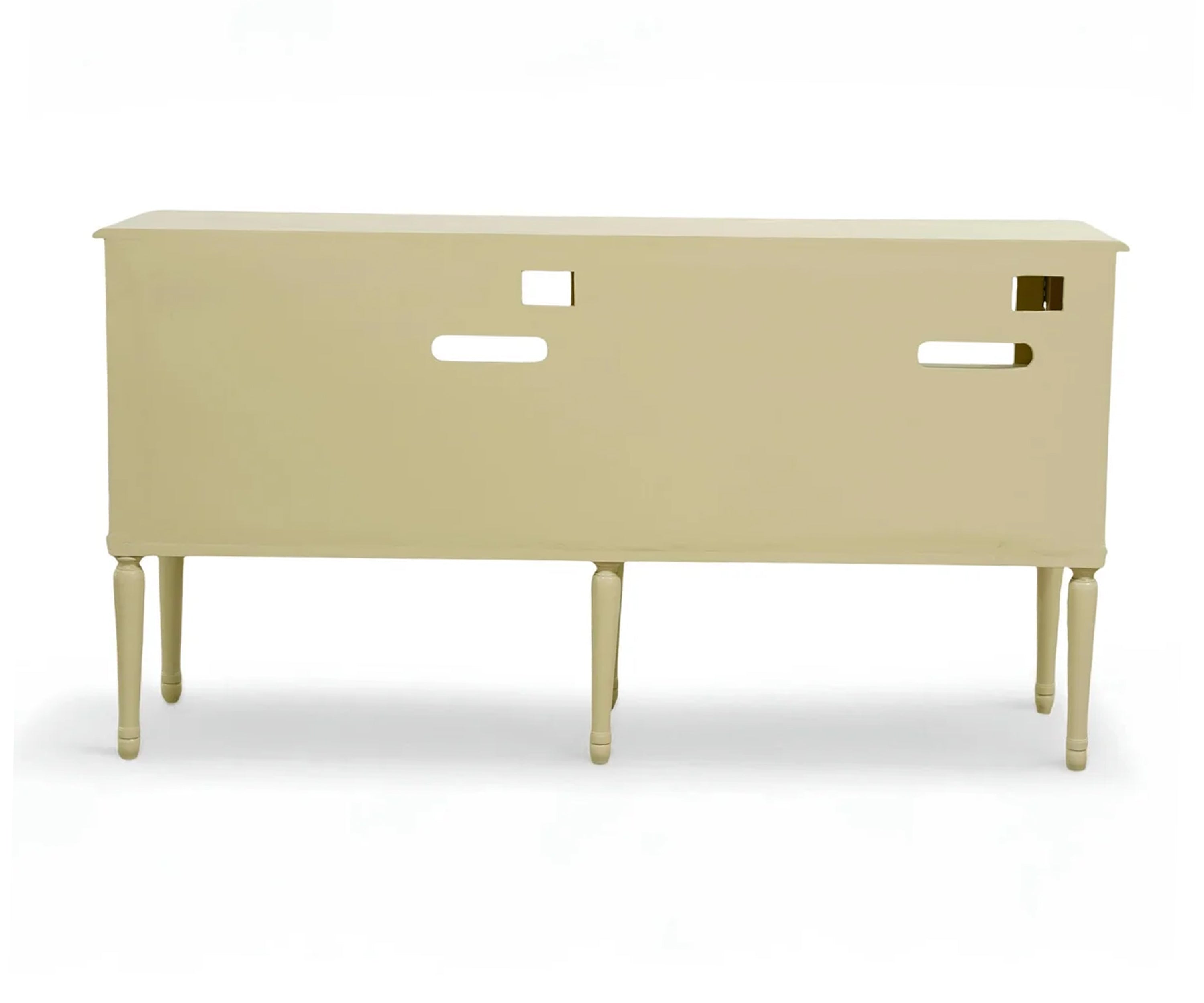 Classic Cream Solid Wood Media Cabinet with Glass Doors