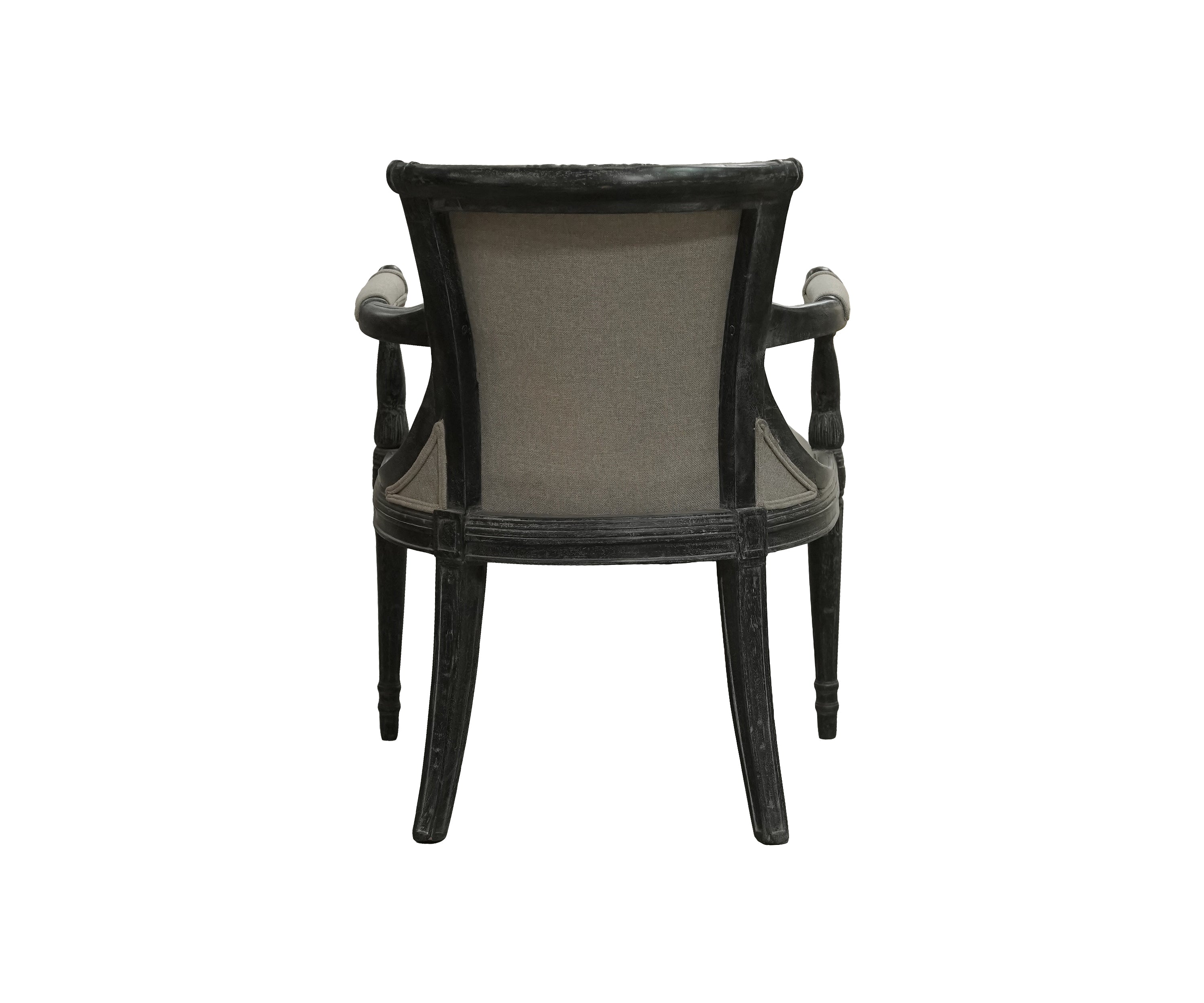 Curved Back Grey Accent Armchair with Black Wood Frame