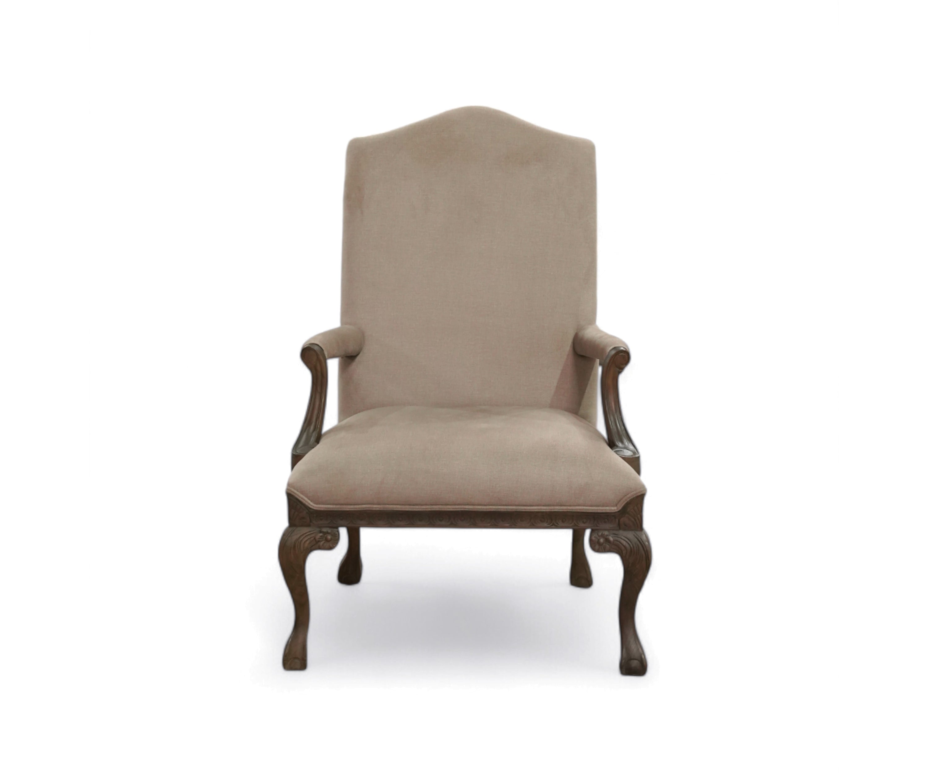 Carved High Back Armchair with Solid Wooden Frame