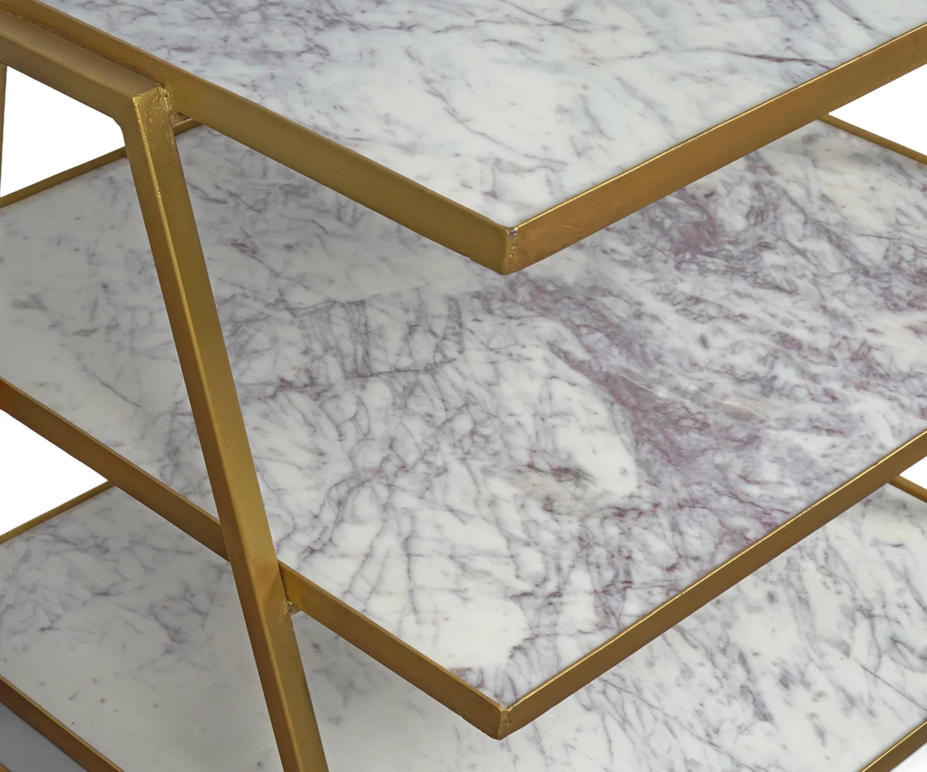 Modern Marble and Gold Metal 3 Tier Display Shelf