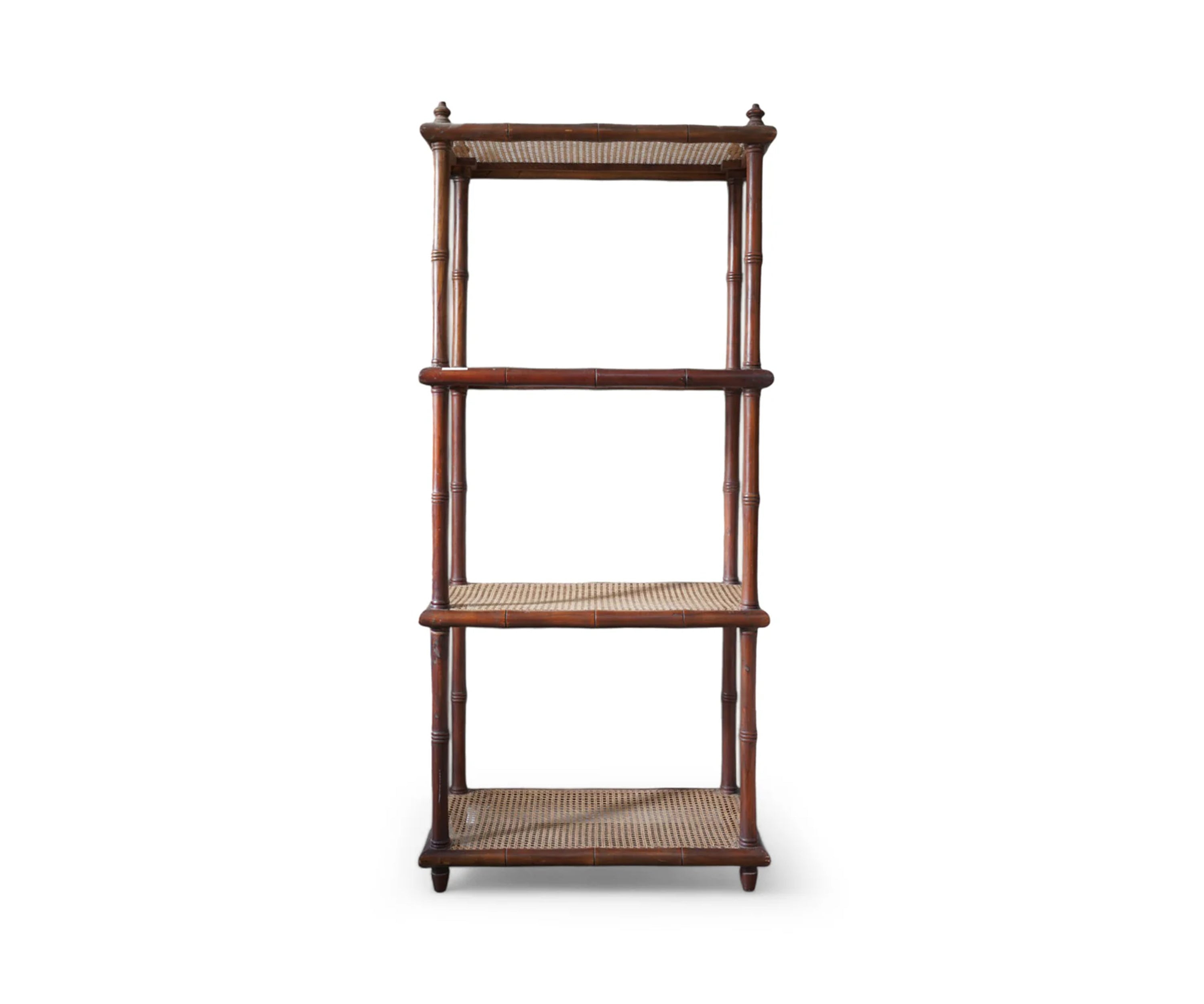 Vintage Bamboo Style Wooden Cane Display Shelf