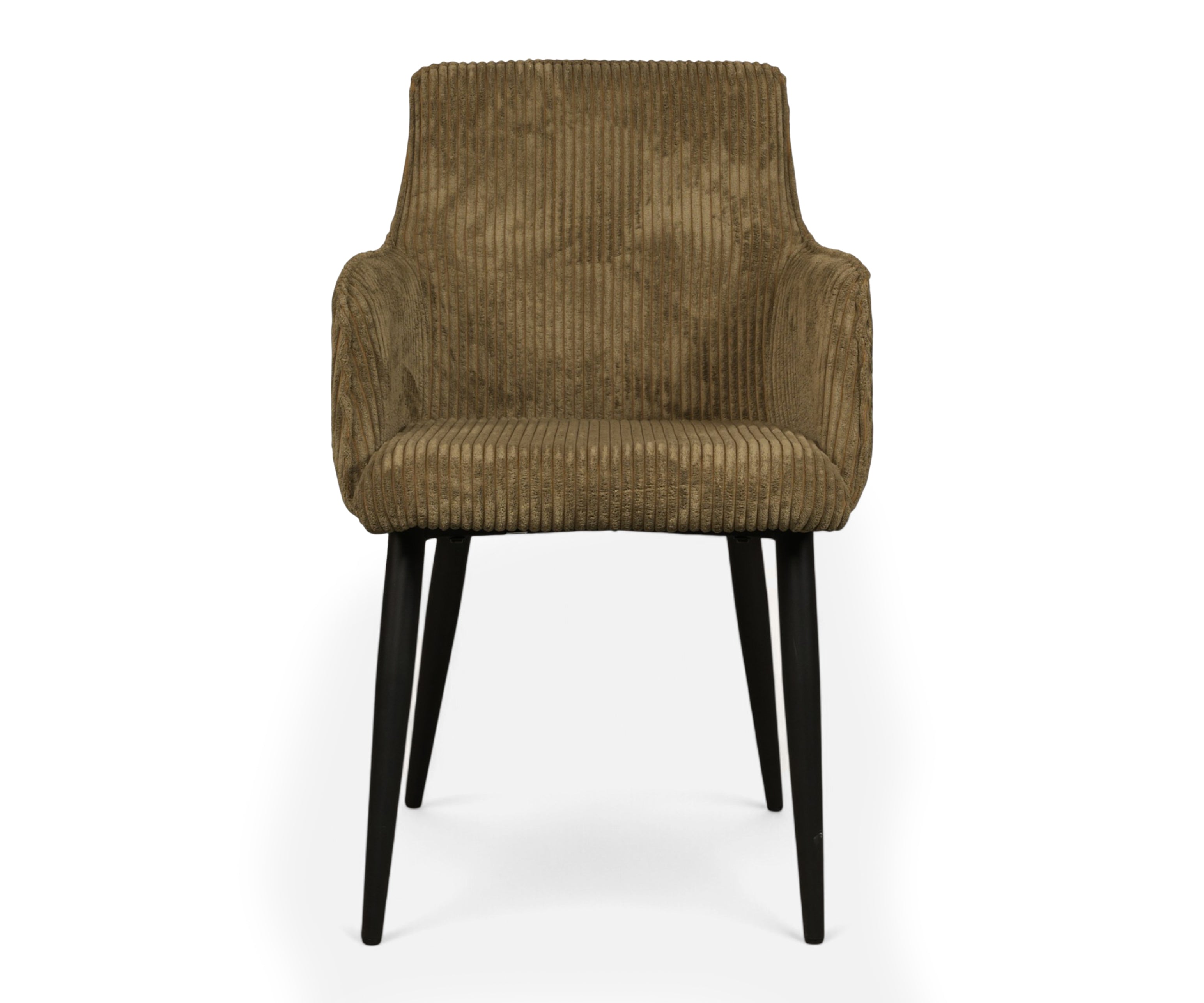 Taupe Corduroy Dining Armchair with Black Wooden Legs
