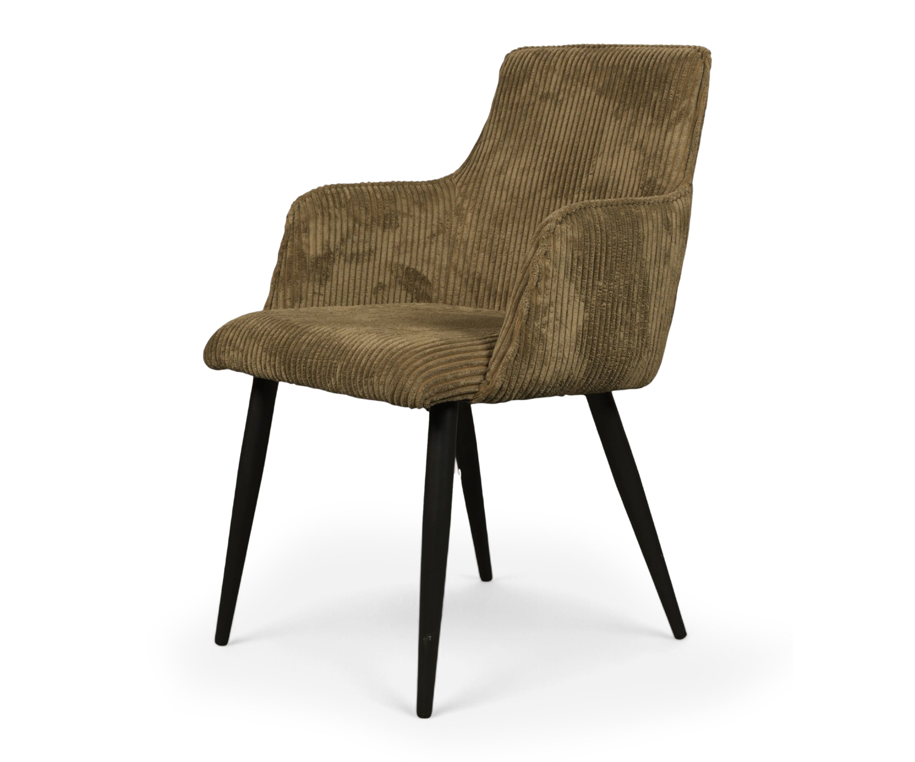 Taupe Corduroy Dining Armchair with Black Wooden Legs