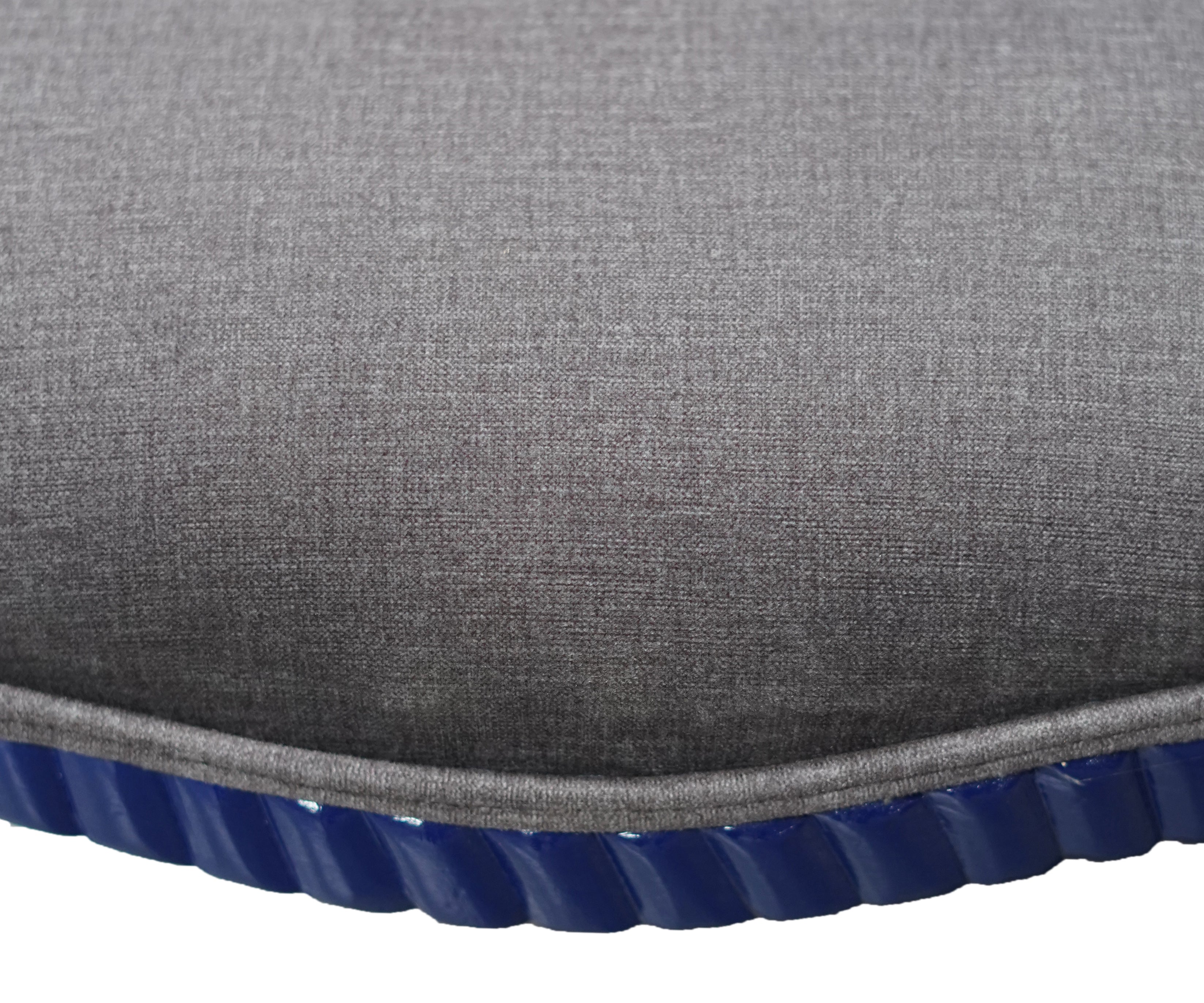 Royal Blue Barley Twist Accent Stool with Charcoal Seat