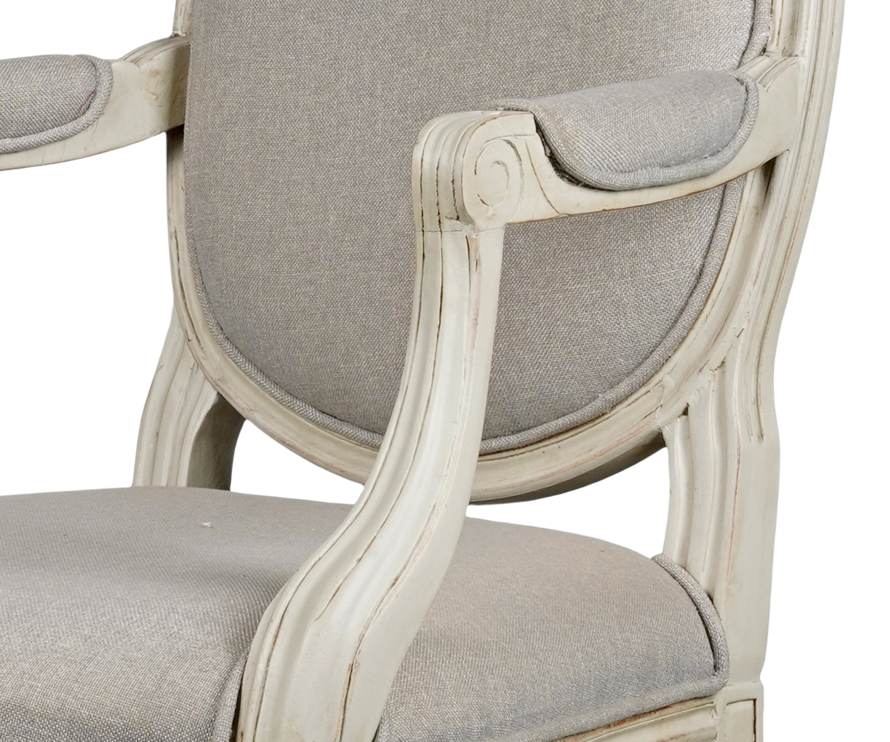 French Louis XVI Gray Linen Accent Chair