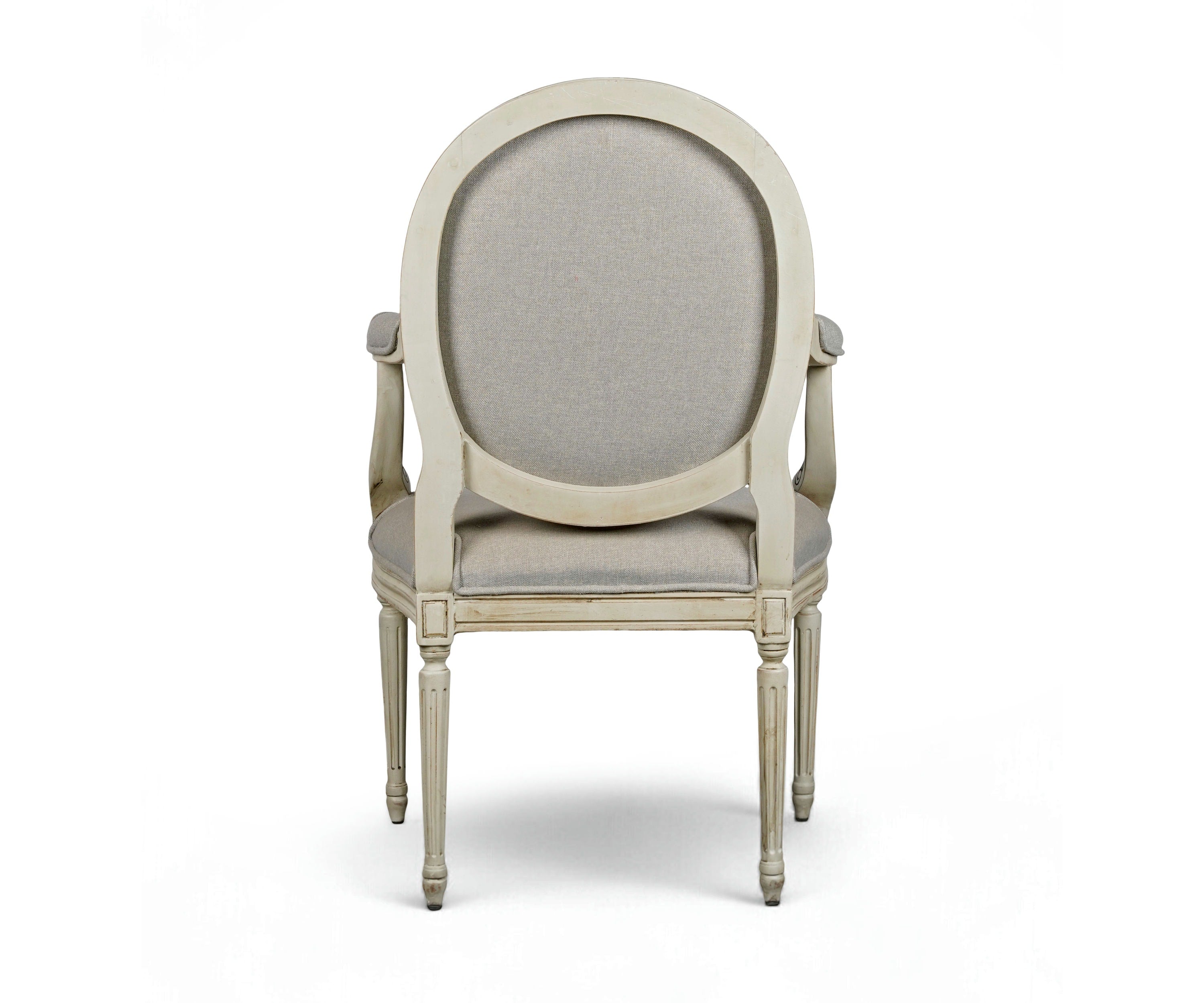 French Louis XVI Gray Linen Accent Chair