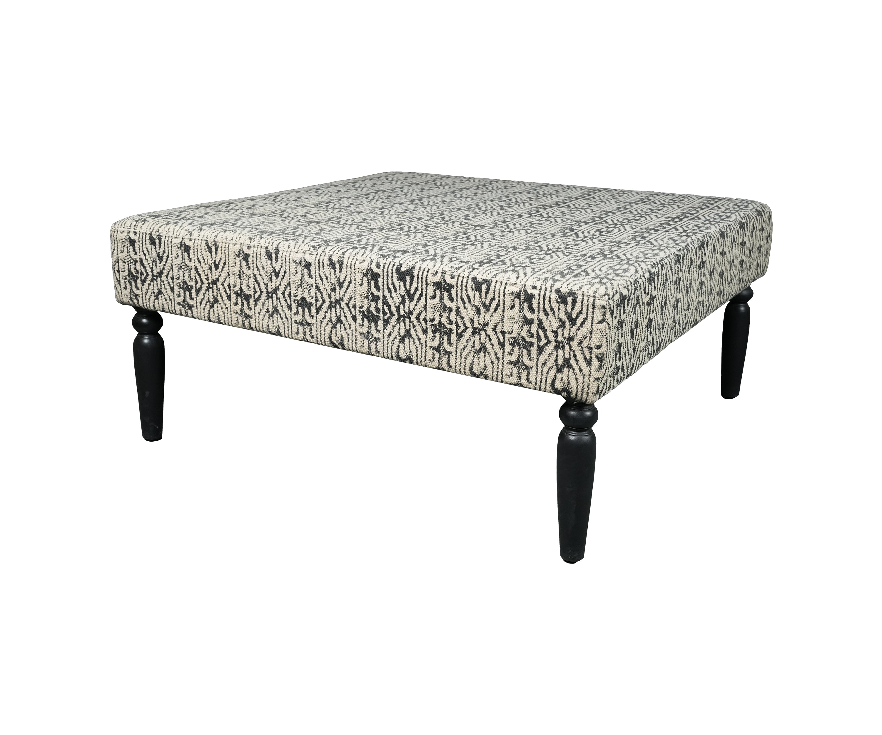 Black & Ivory Hand Woven Durrie Ottoman