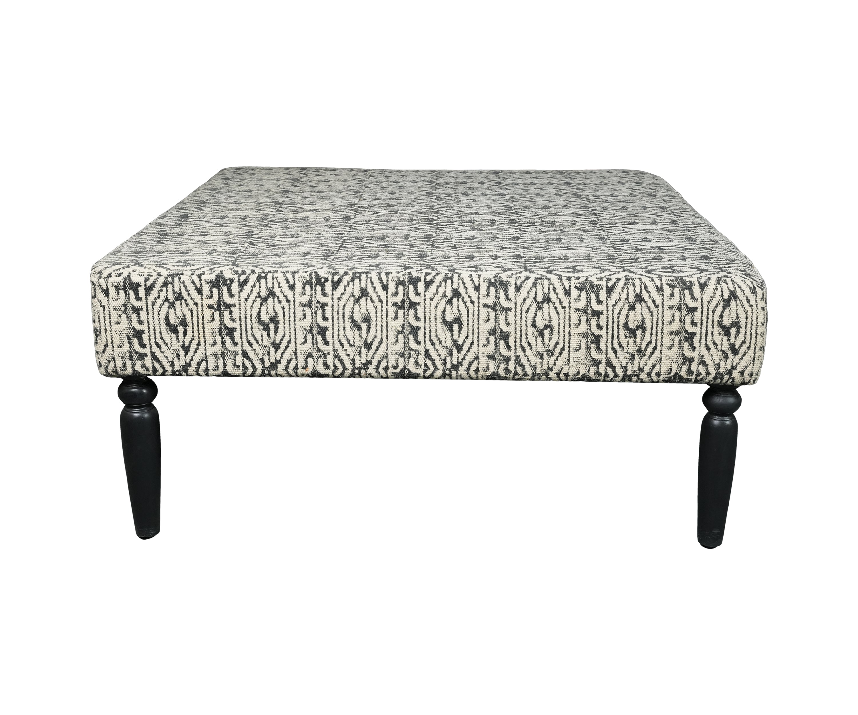 Black & Ivory Hand Woven Durrie Ottoman