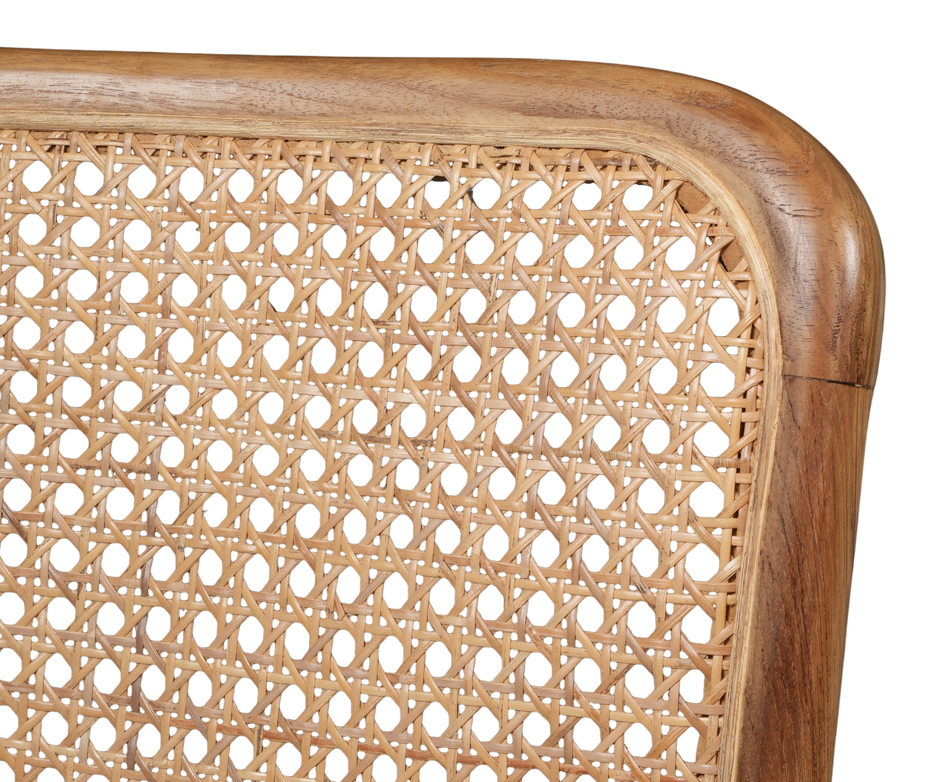 Natural Solid Wood Cane Dining Chair with Rattan Seat & Back