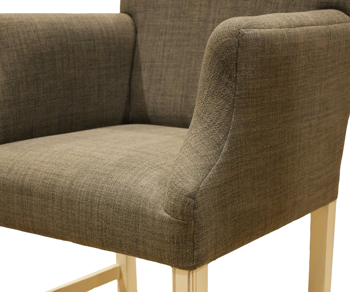 Modern Grey Upholstered Accent Chair with White Base