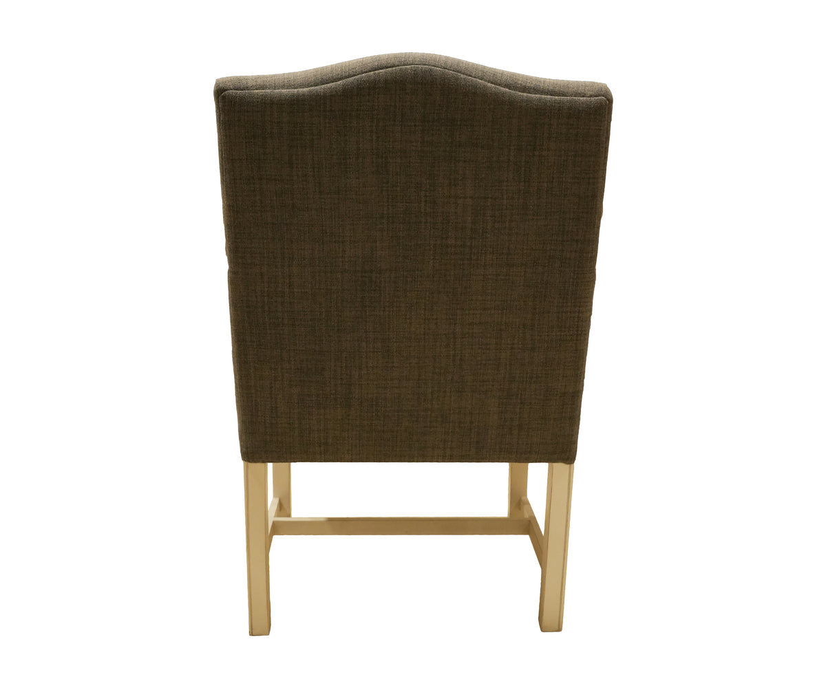 Modern Grey Upholstered Accent Chair with White Base
