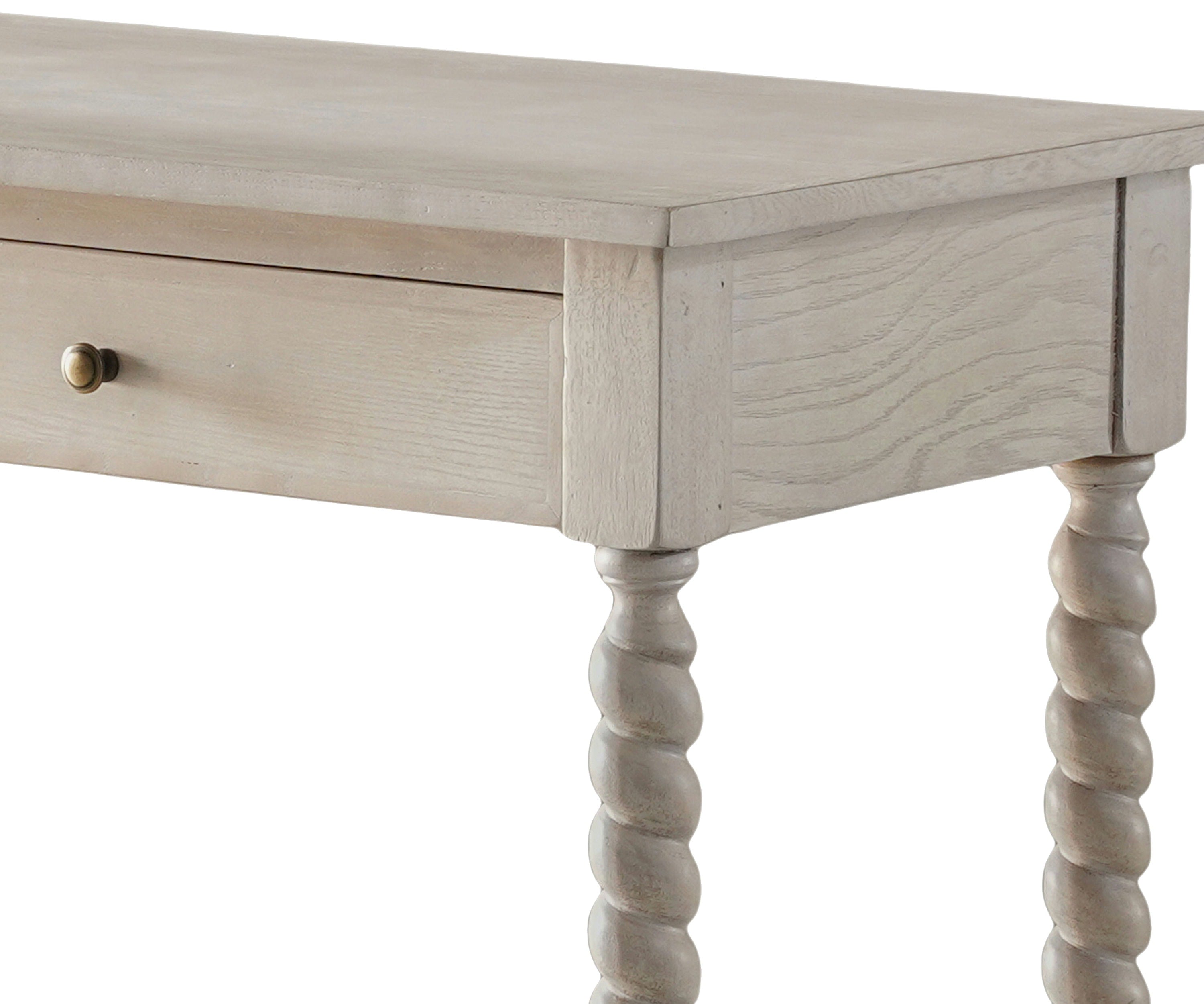 French Country Wooden Study Table with Barley Twist Legs and 2 Drawers