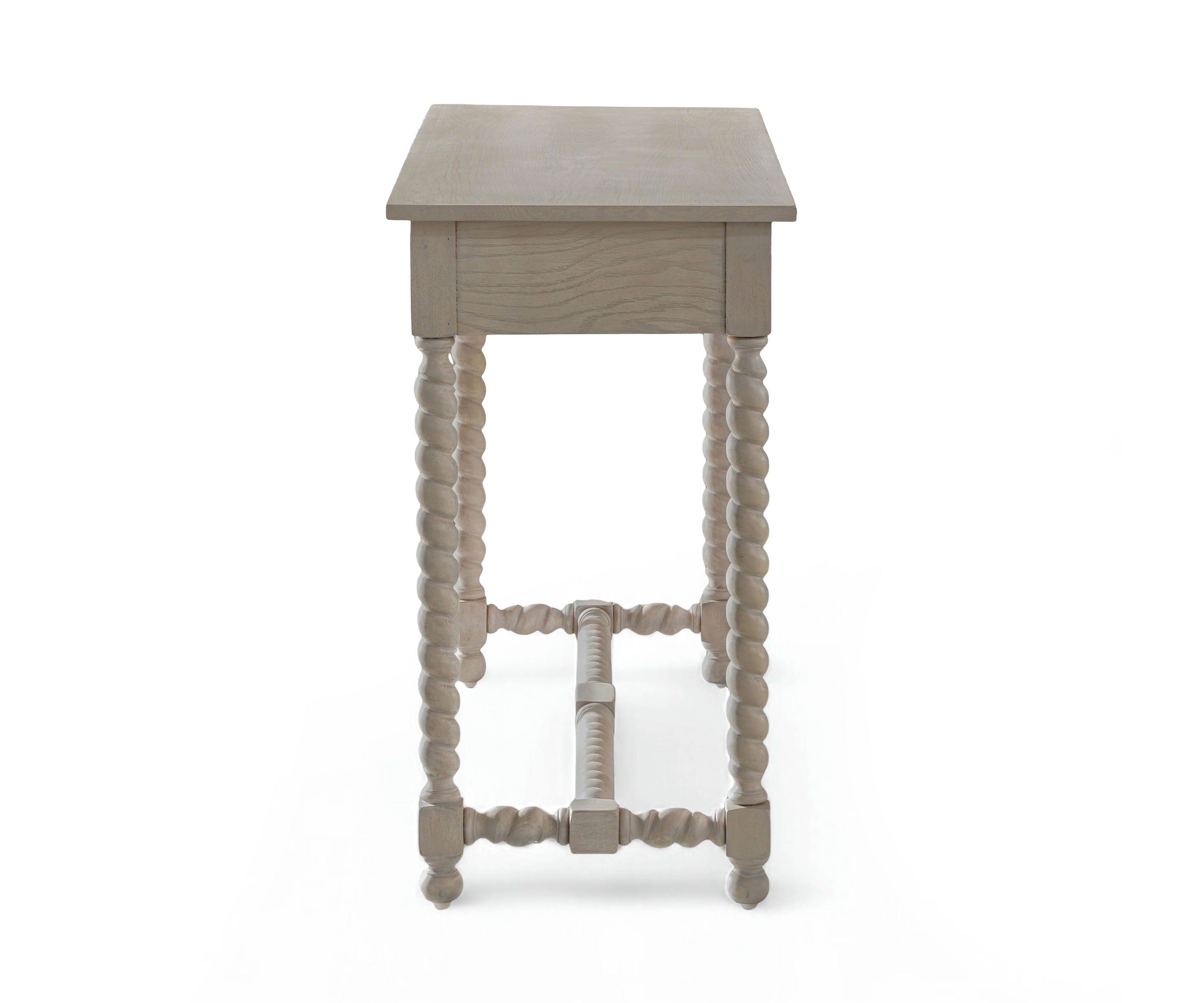 French Country Wooden Study Table with Barley Twist Legs and 2 Drawers