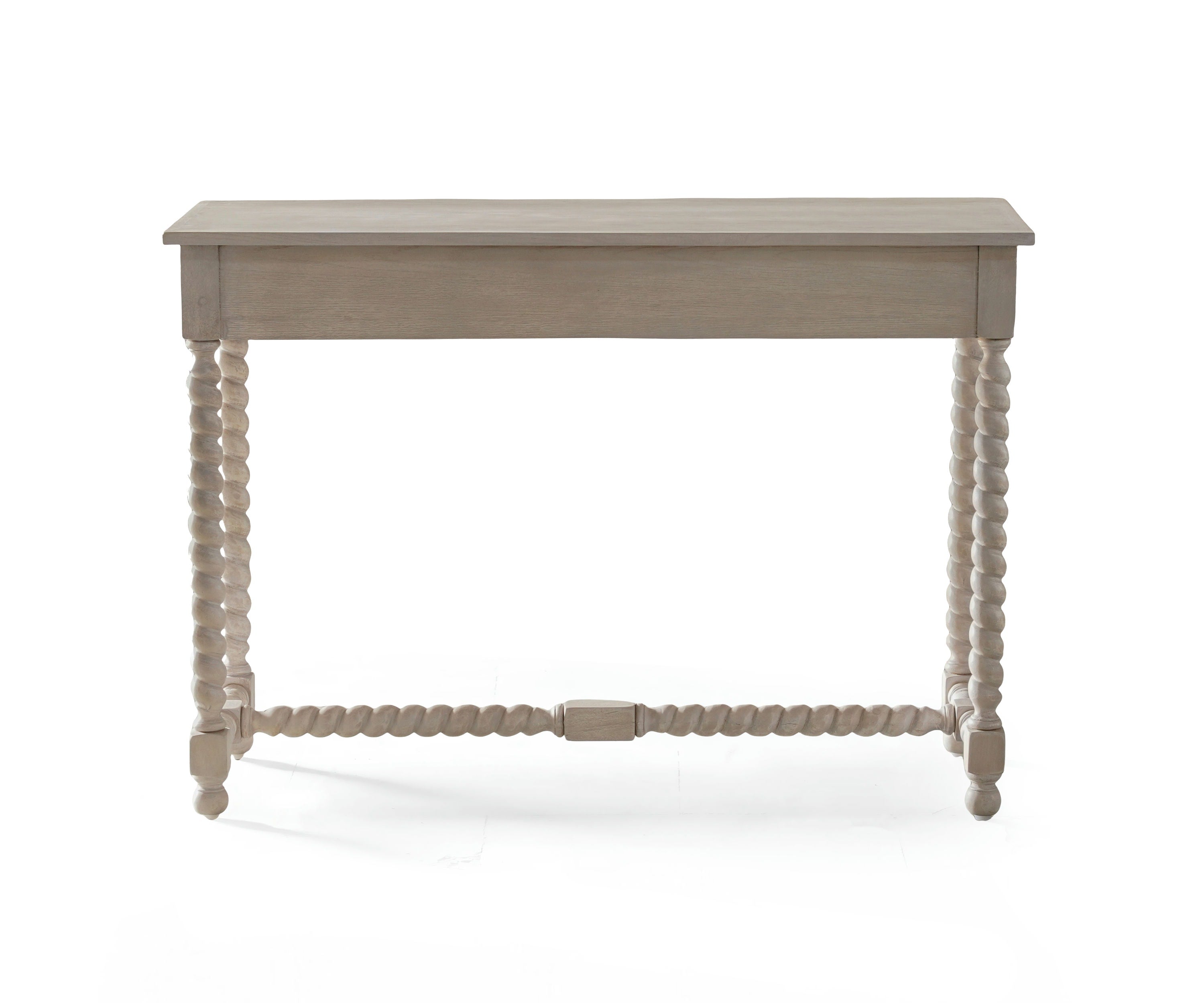 French Country Wooden Study Table with Barley Twist Legs and 2 Drawers