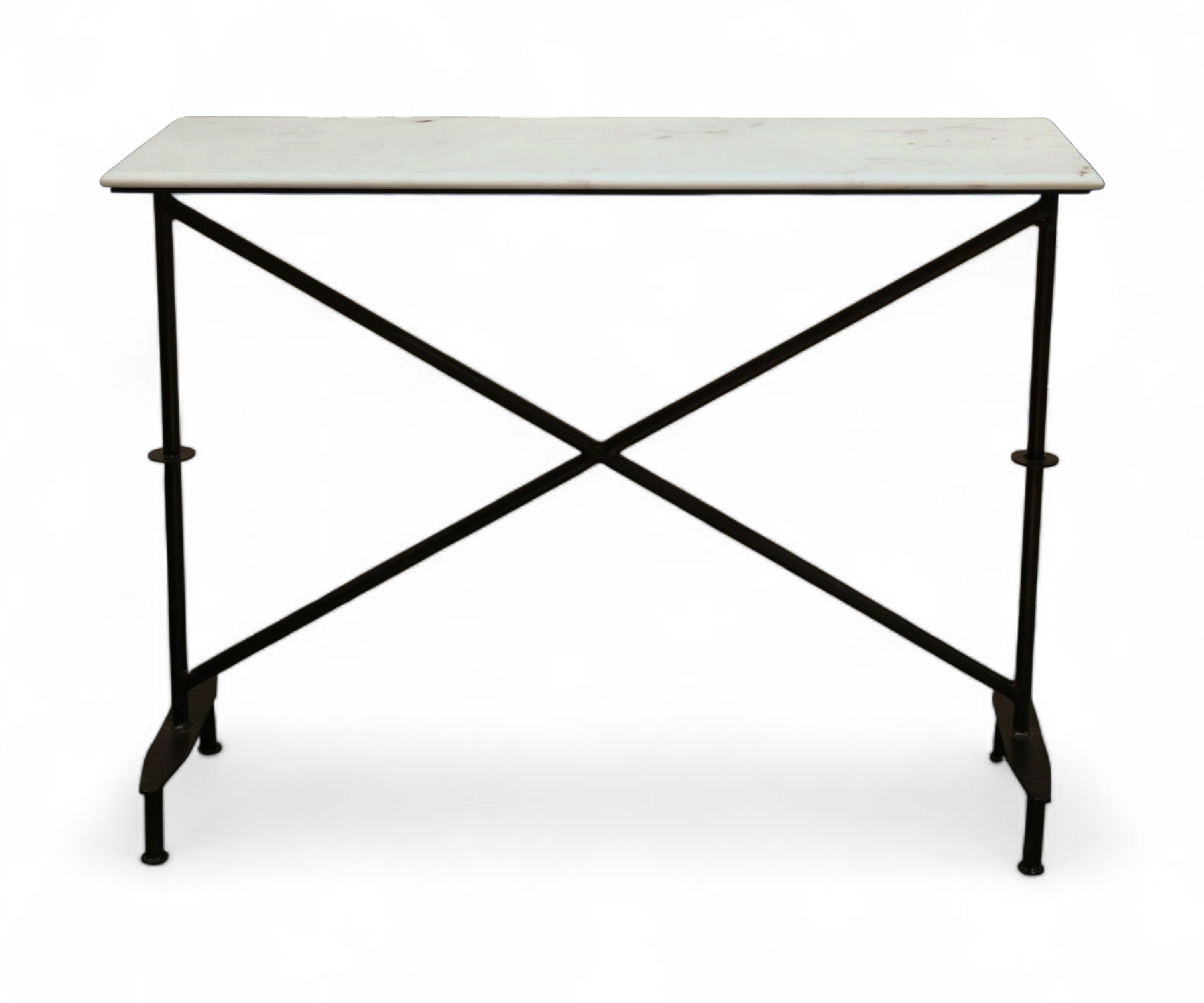 Modern Marble Top Console Table with Cross Iron Base