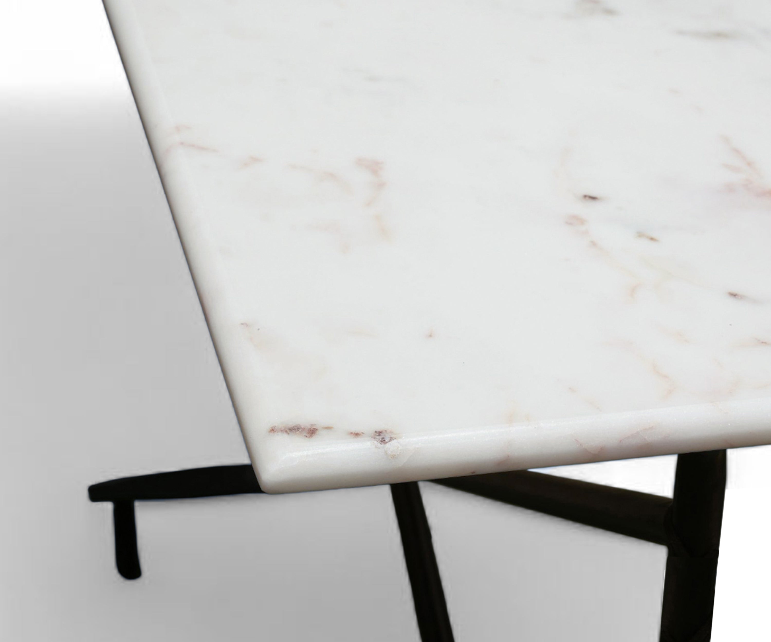 Modern Marble Top Console Table with Cross Iron Base