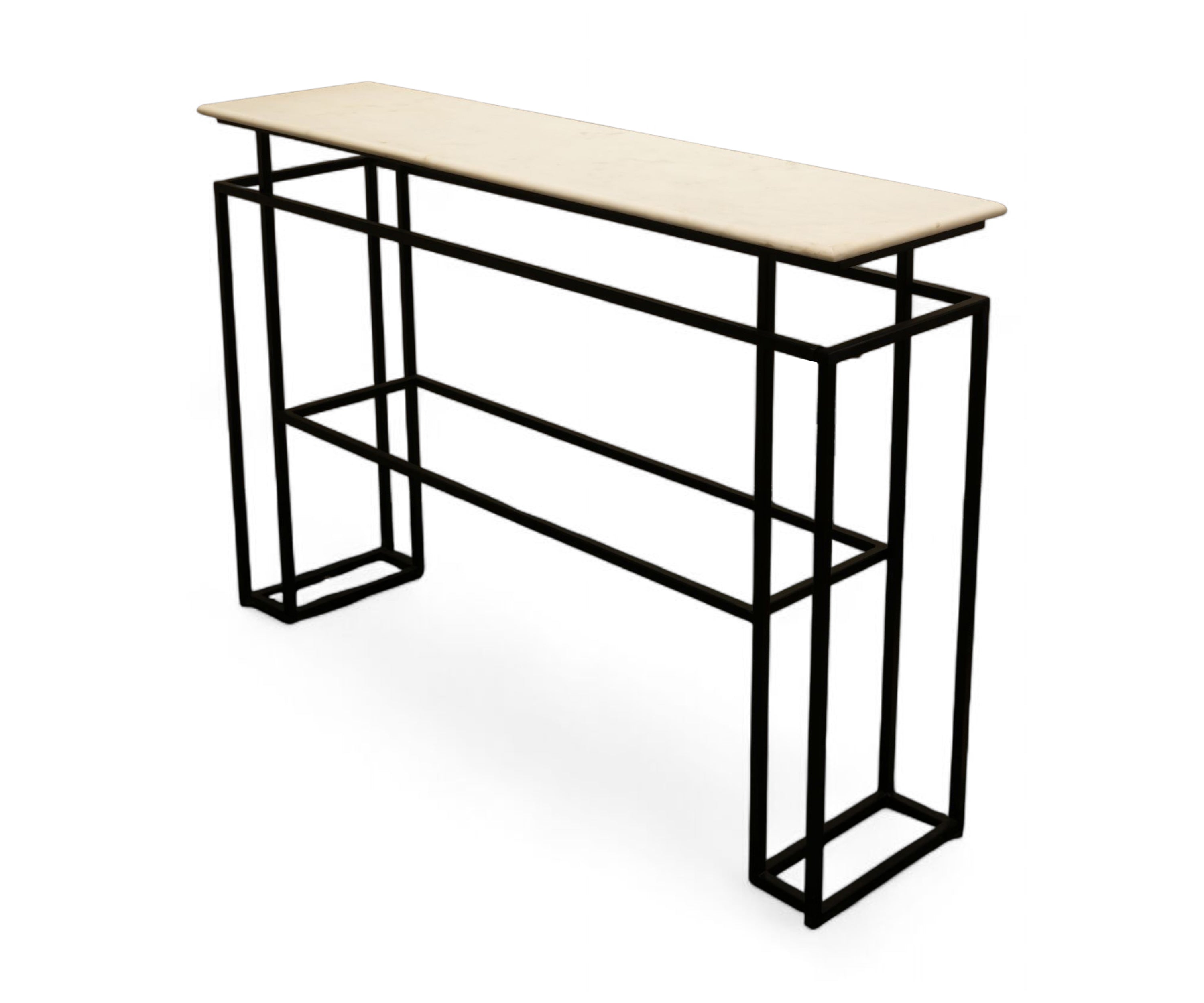 Modern Marble Console Table with Layered Iron Frame