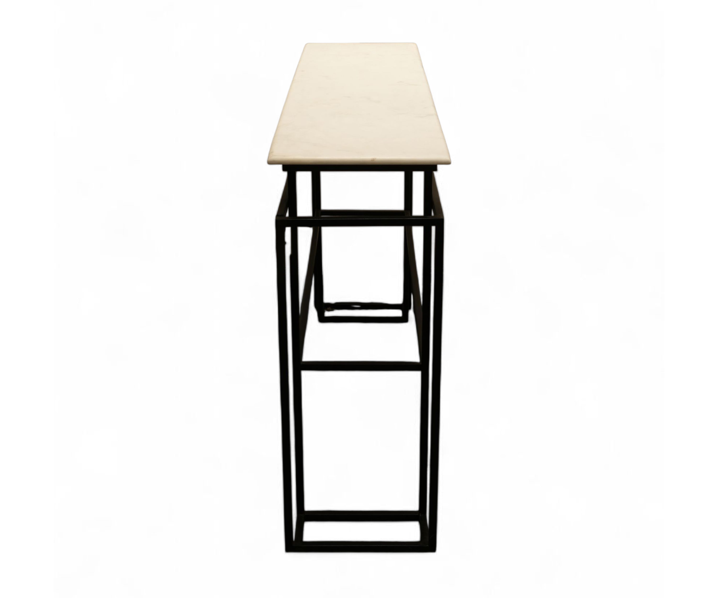 Modern Marble Console Table with Layered Iron Frame