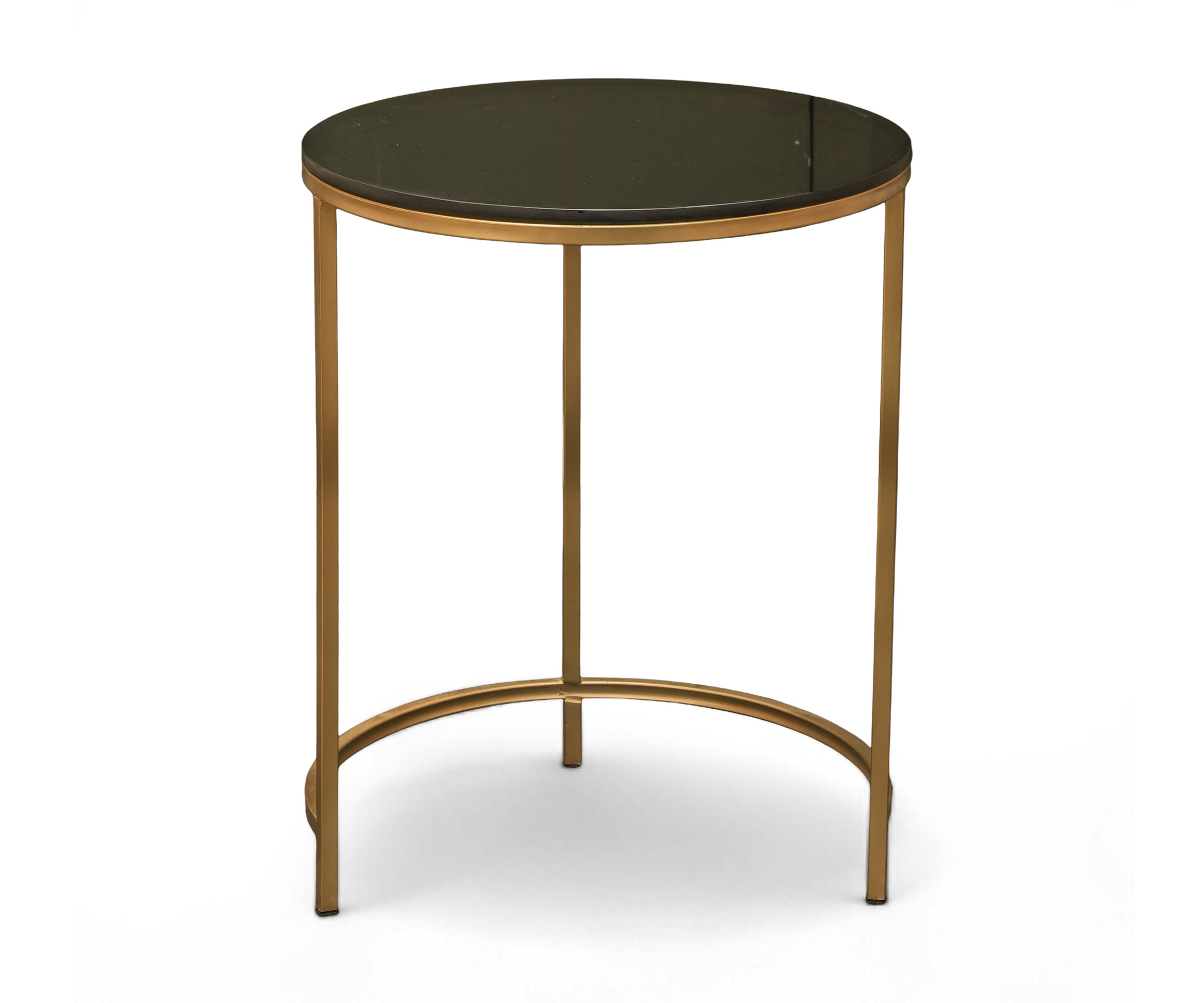 Gold Metal Nesting Side Tables Set of 2 with Black Top