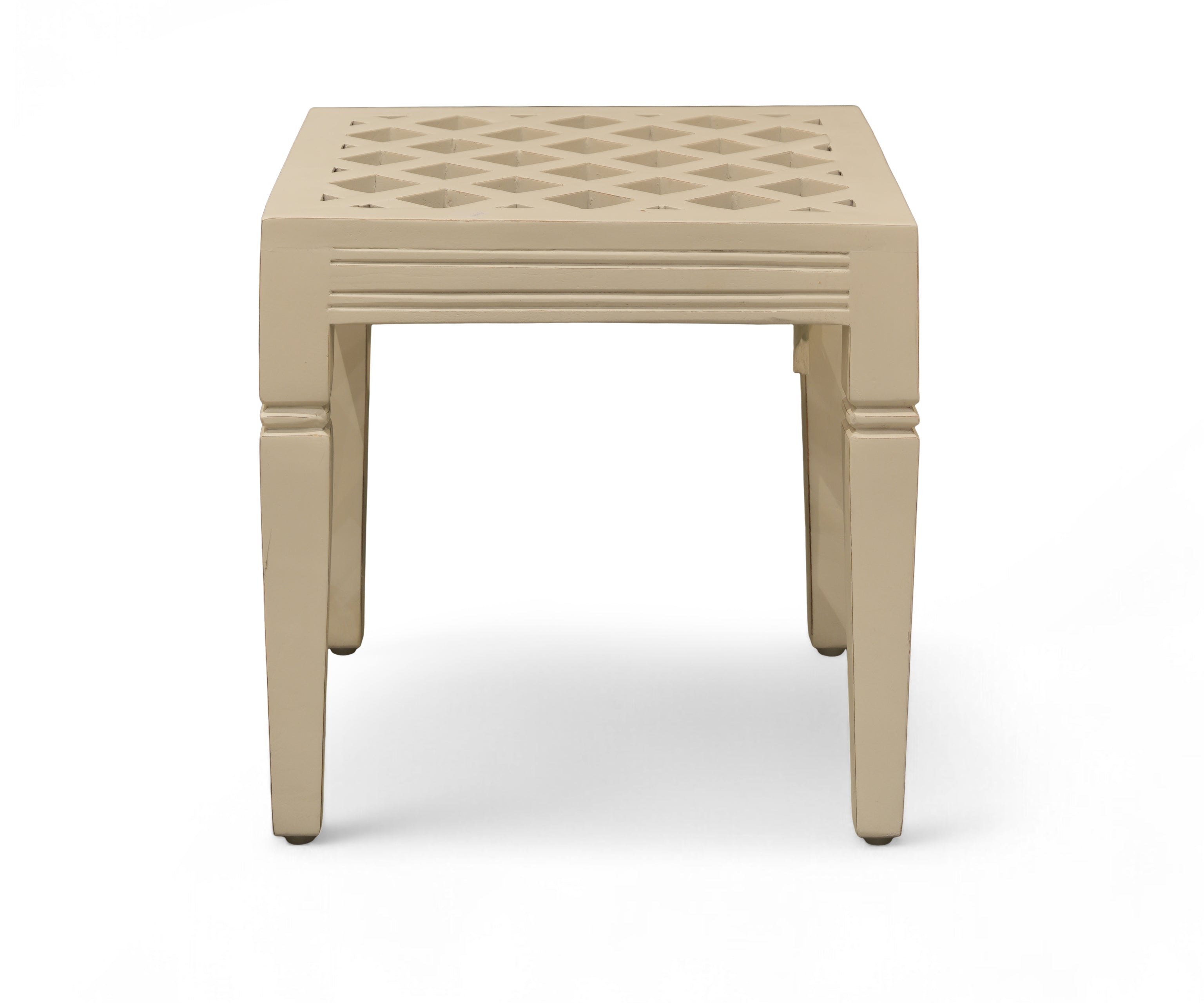 Distressed Solid Wood Side Table with Lattice Top