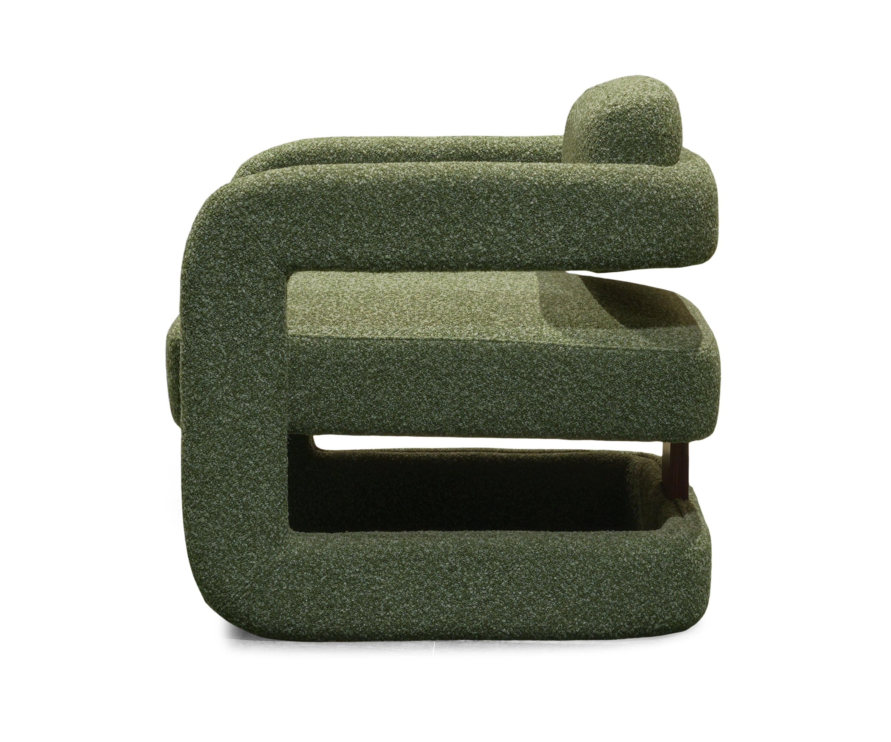 Green Sculpted Bouclé Accent Arm Chair