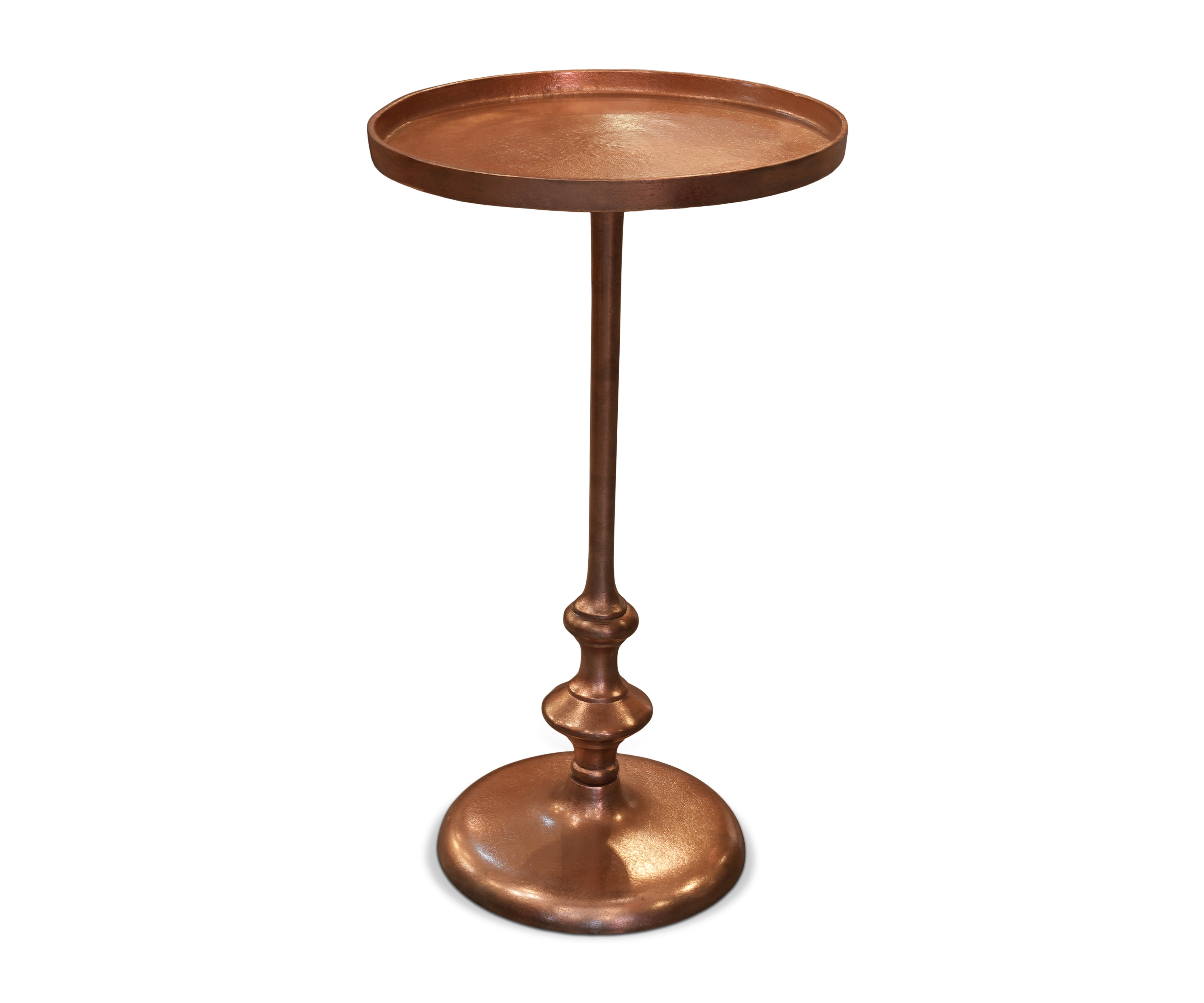 Antique Copper Round Pedestal Drink Table