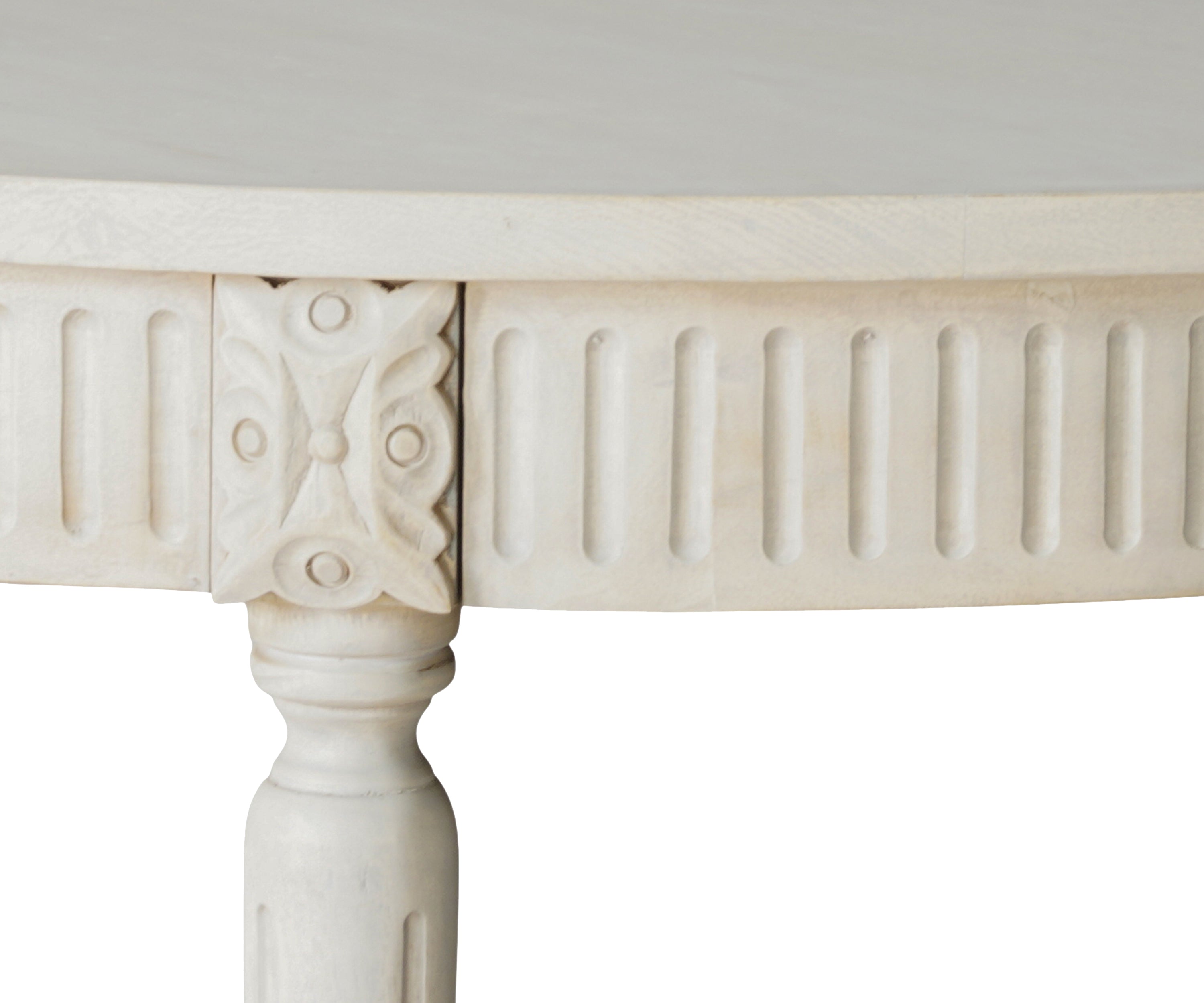 Ivory Gustavian Oval 10 Seater Carved Wood Dining Table