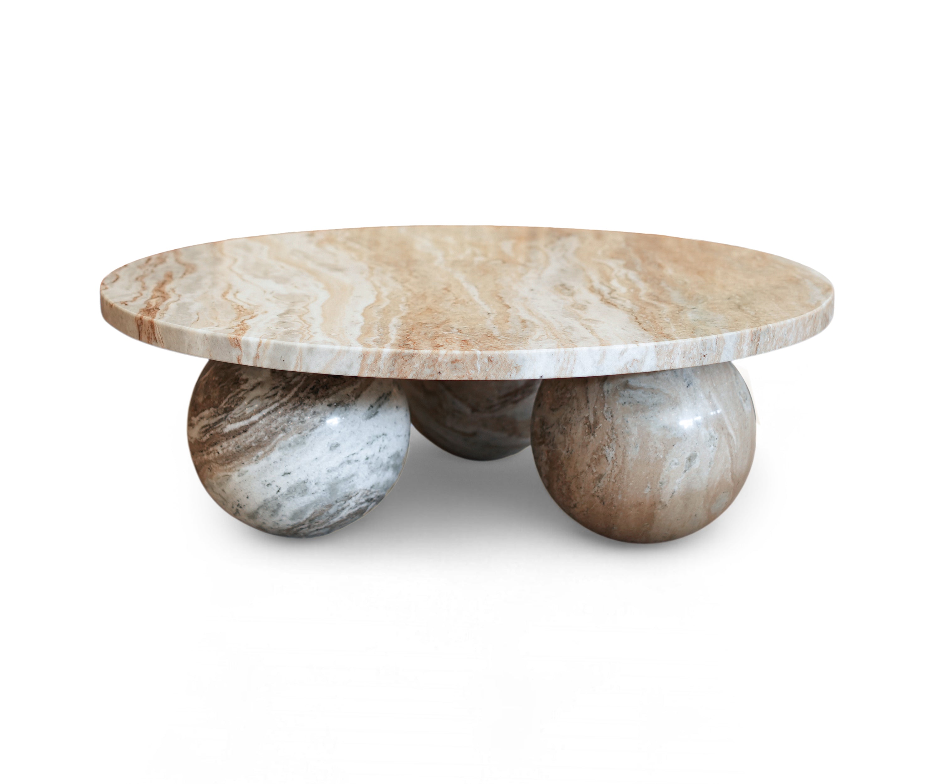 Round Marble Coffee Table with Sculptural Ball Base