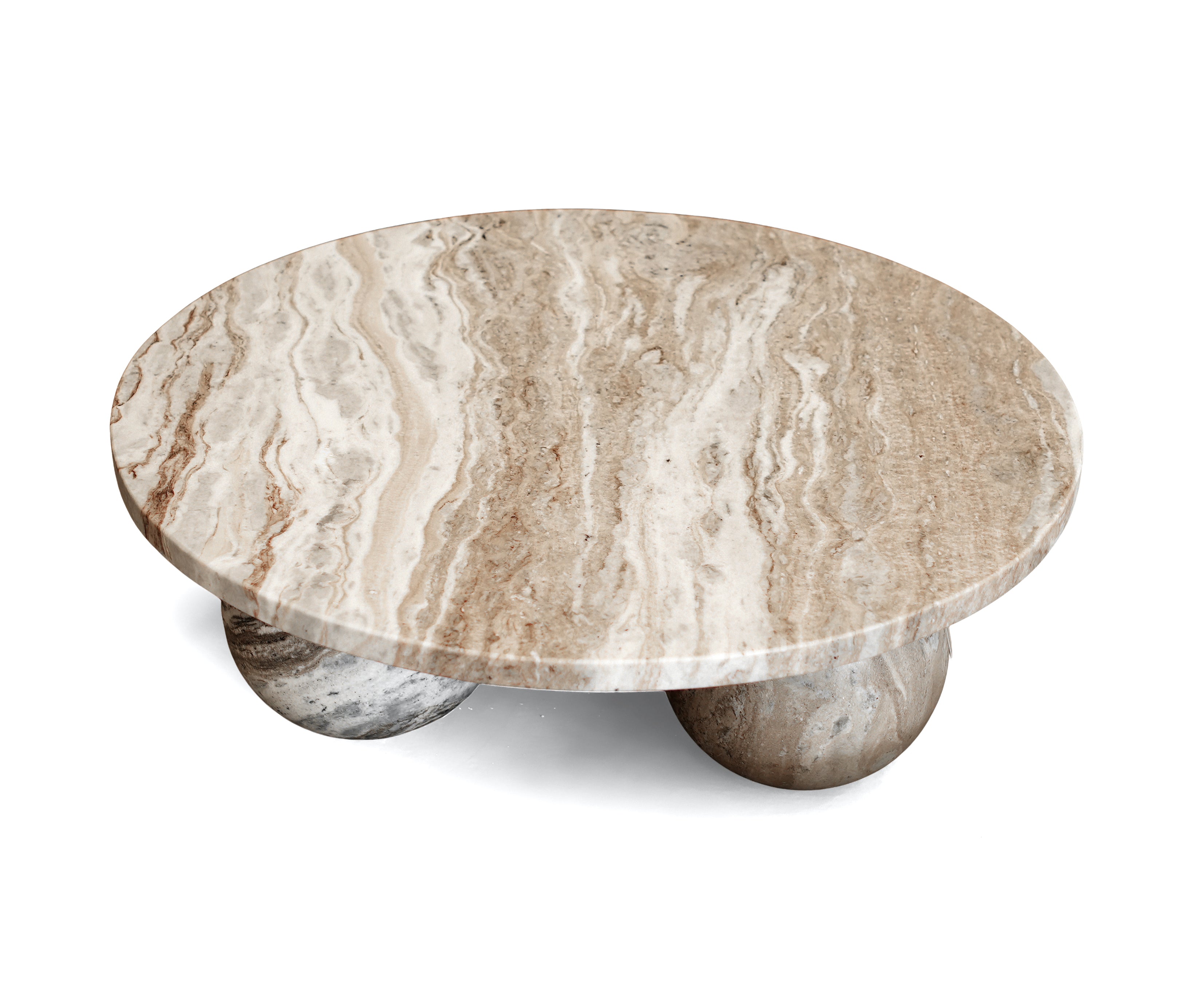 Round Marble Coffee Table with Sculptural Ball Base