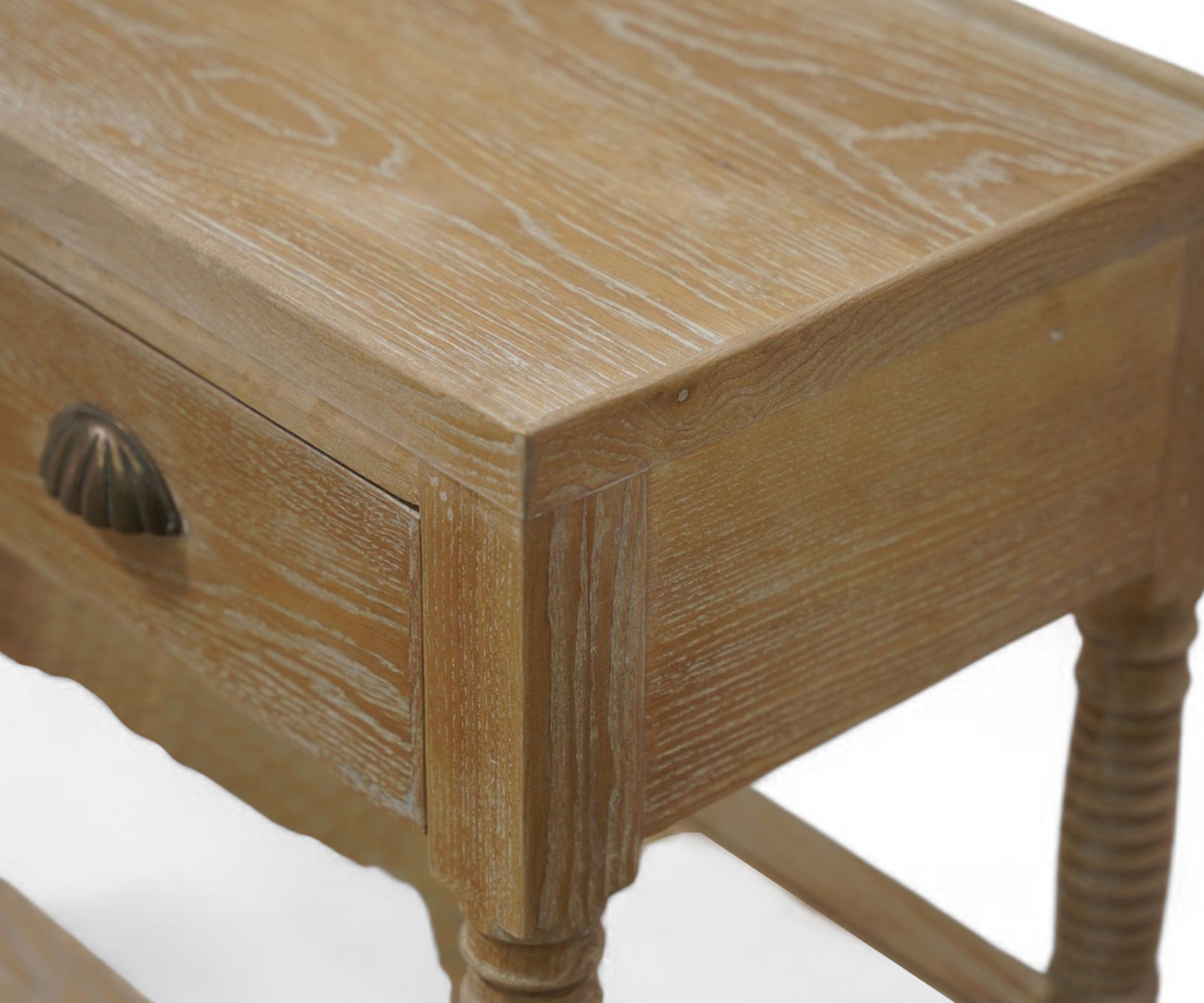 Vintage Style Console Table with Cane Shelves and Drawer Storage