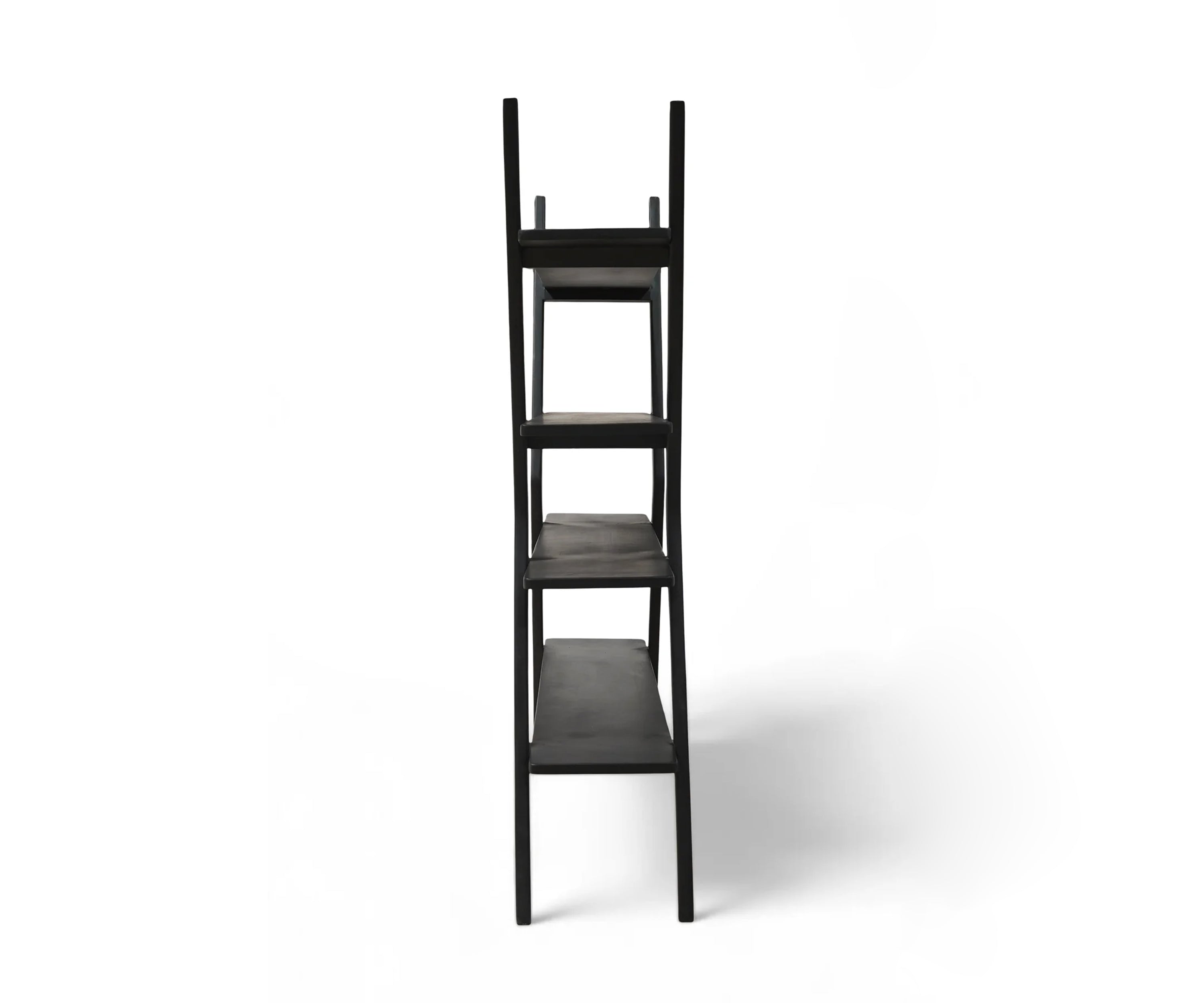 Danish Style Black Ladder Bookshelf with 4 Open Shelves