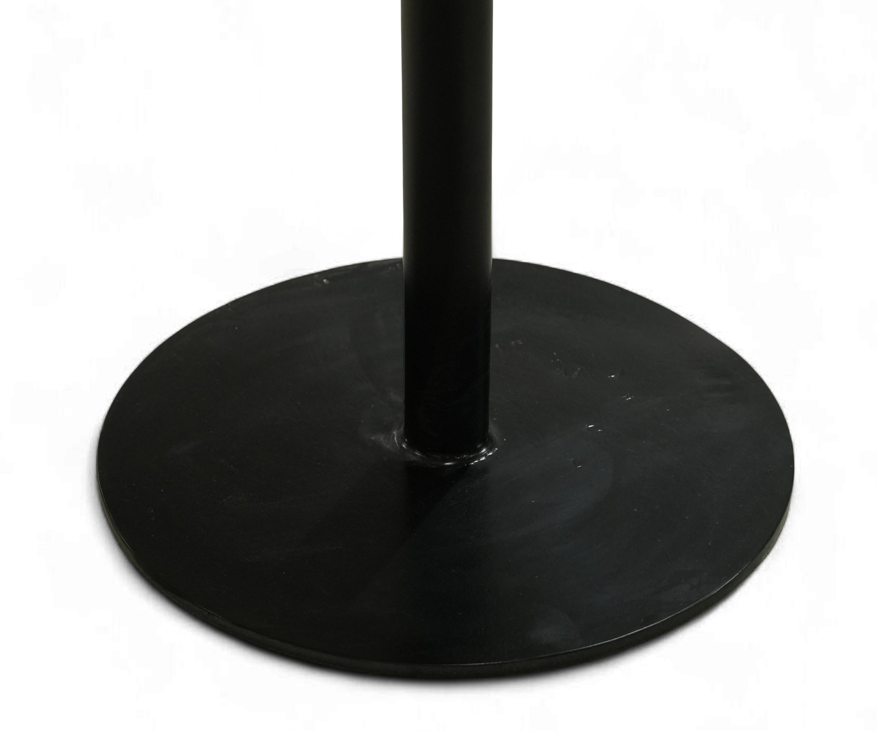 Modern Square Café Table with Wood Top & Black Metal Pedestal Base