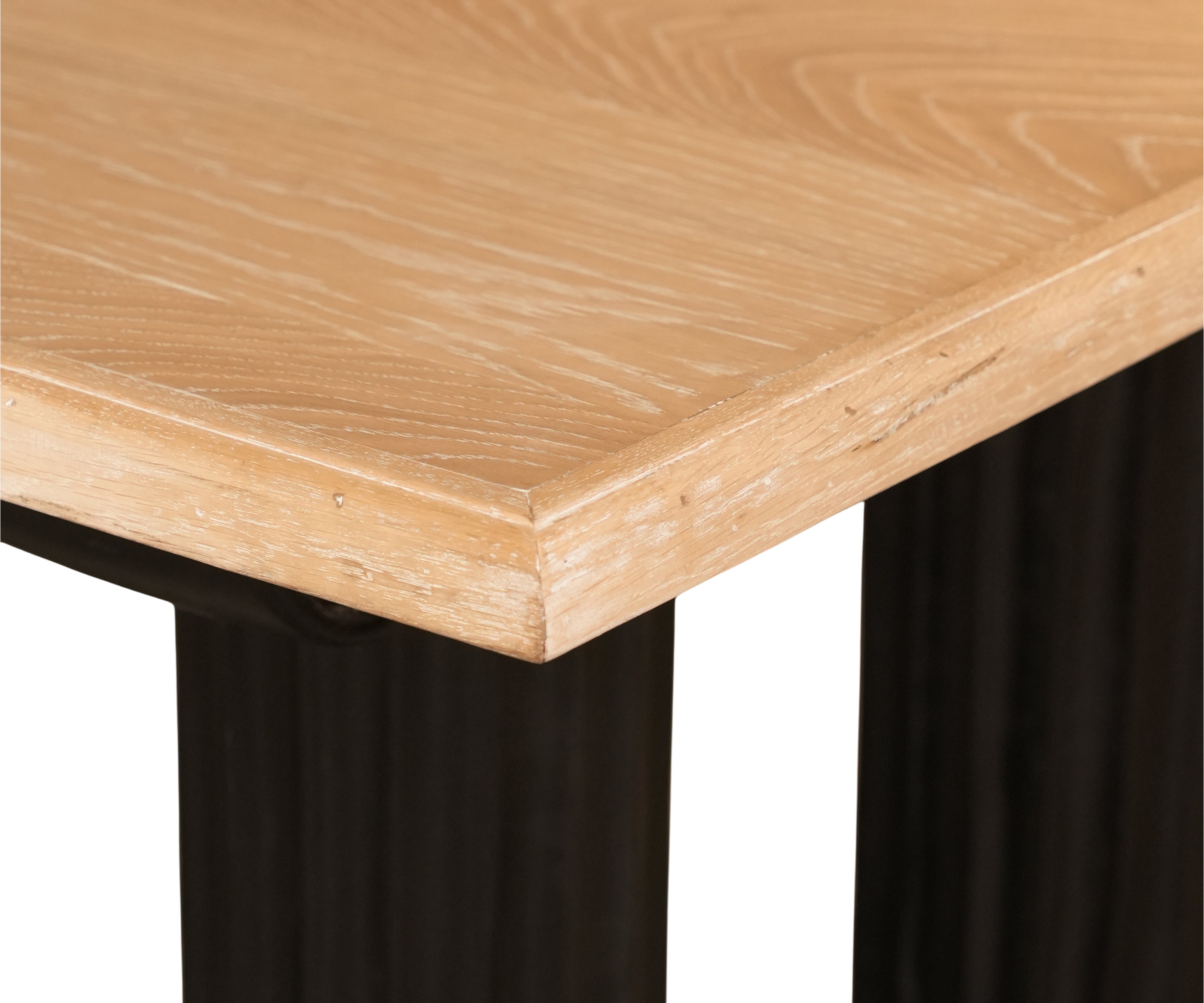 Natural Wood 6-8 Seater Dining Table with Fluted Pedestal Base