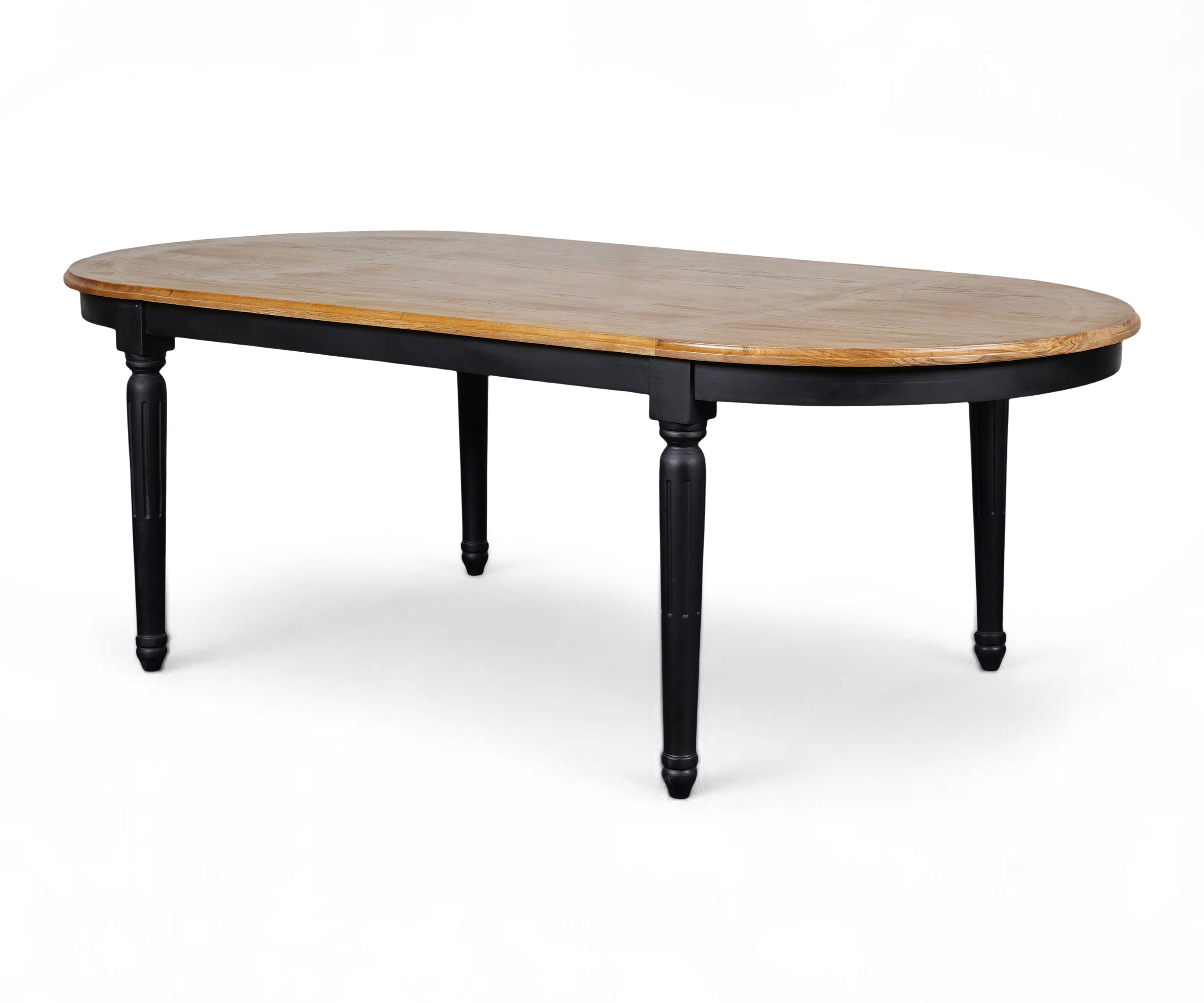 Natural Wood Oval 8 Seater Dining Table with Black Legs