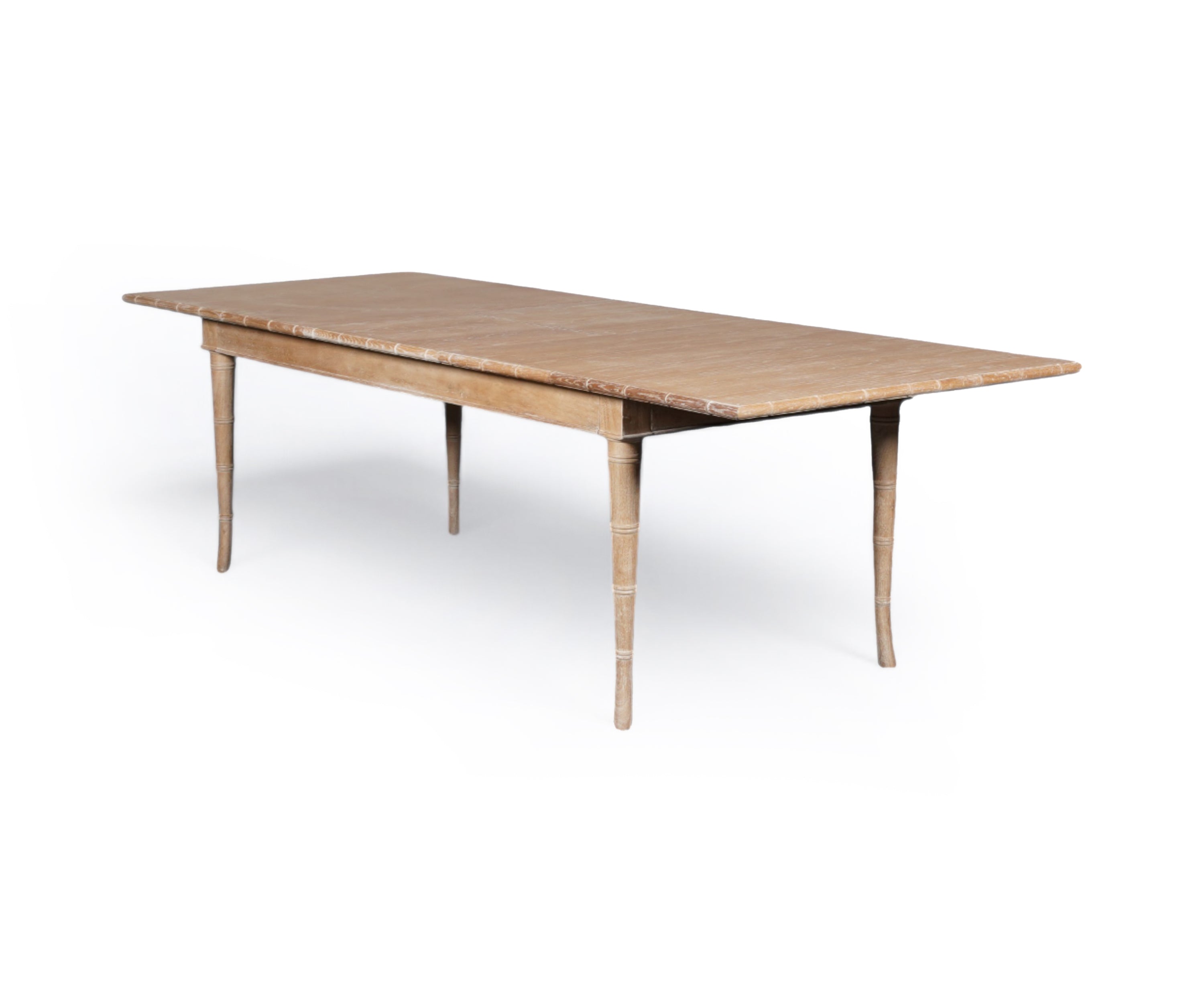 Natural Wood Extendable 8 Seater Dining Table with Bamboo-Style Legs