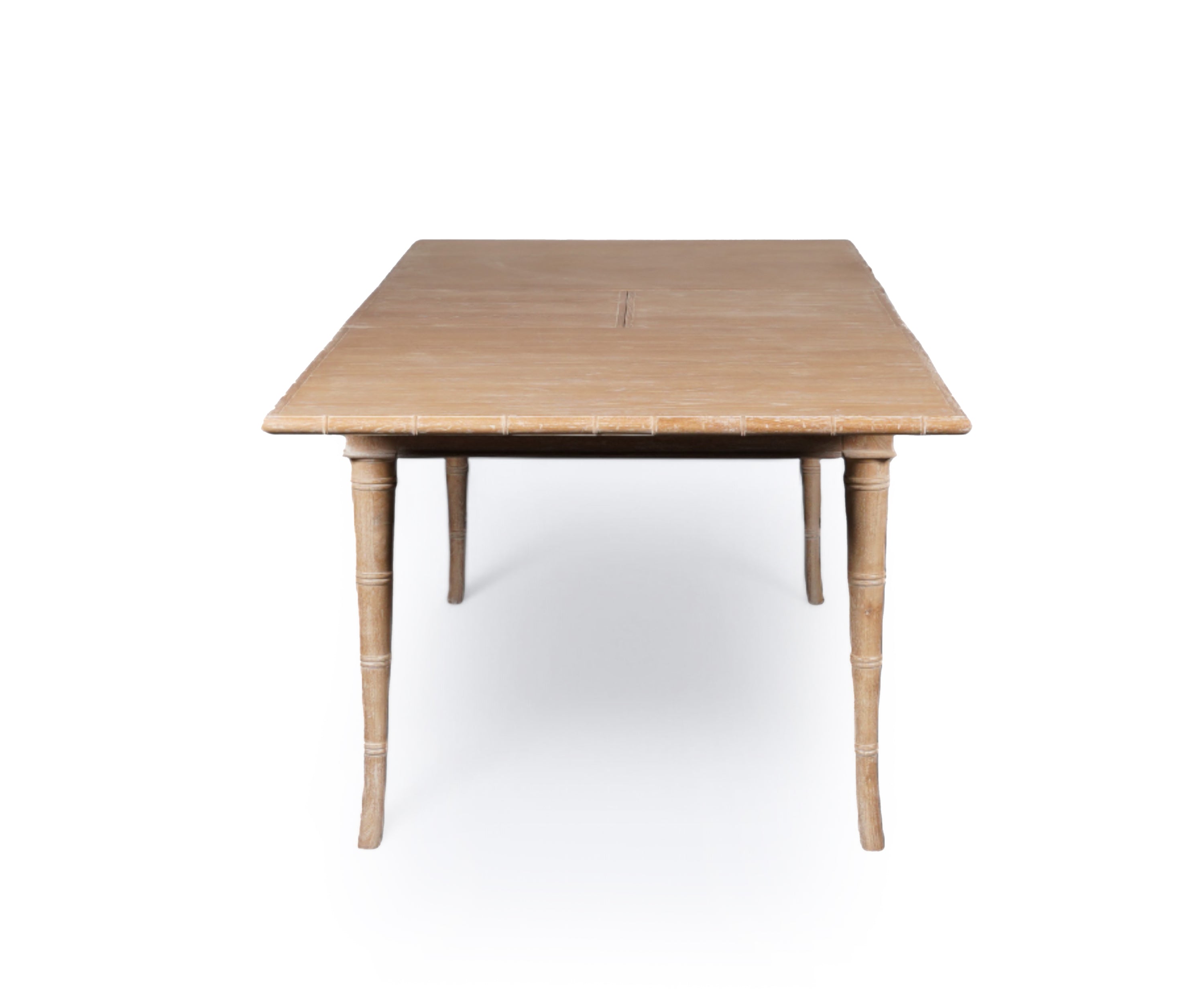 Natural Wood Extendable 8 Seater Dining Table with Bamboo-Style Legs