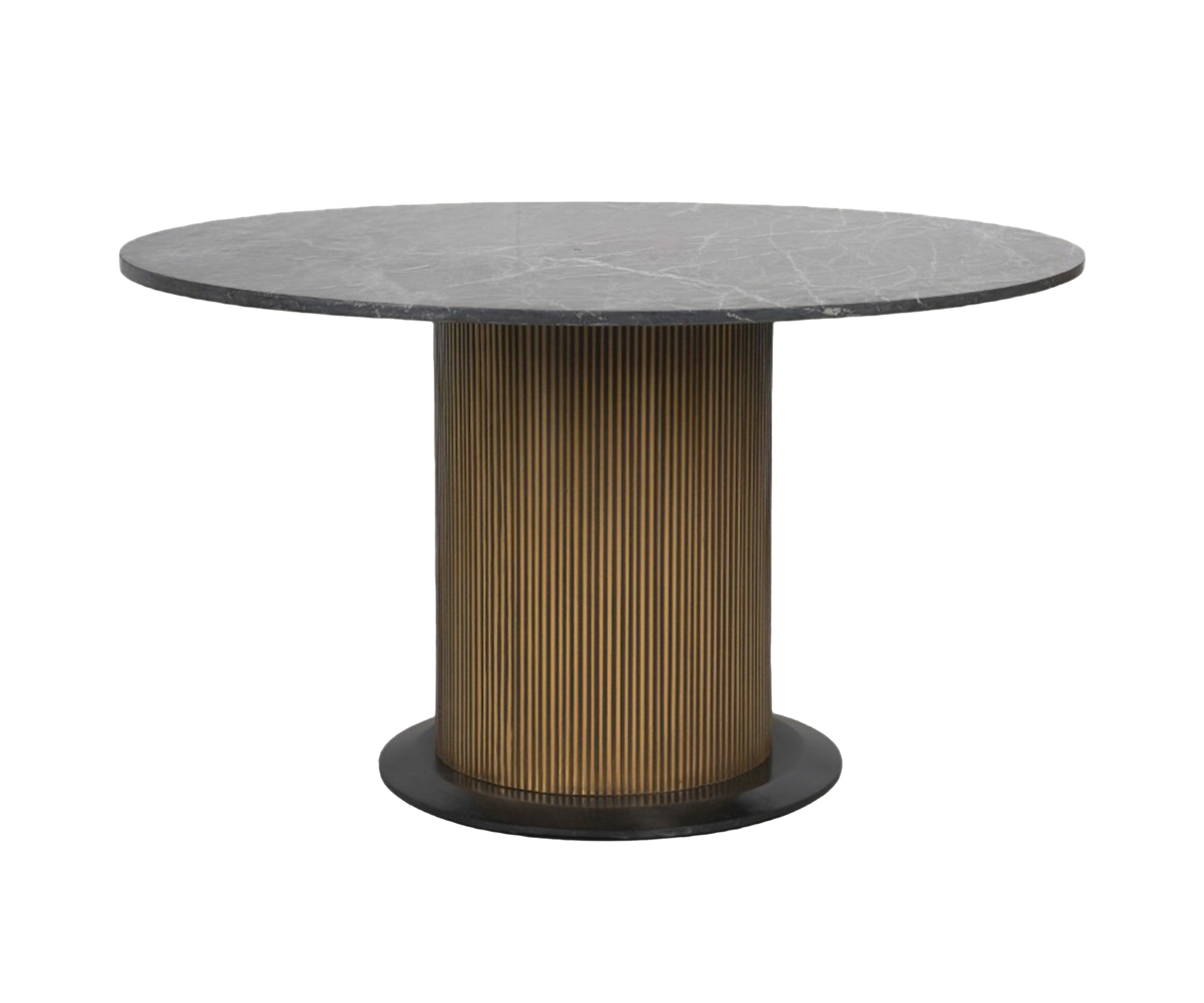 Round Marble Brass Fluted Dining Table